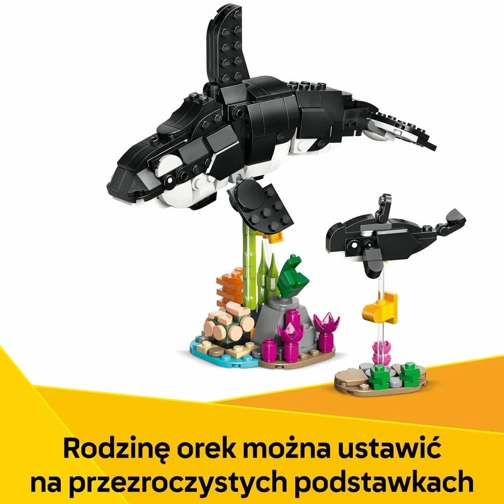 LEGO Creator 3 w 1 Dzikie zwierzęta: rodzina pand, pomysł na prezent dla dziewczynki i chłopca od 8 lat, zabawka konstrukcyjna dla dziecka do przebudowania na figurki zwierząt: orkę lub pingwina 31165