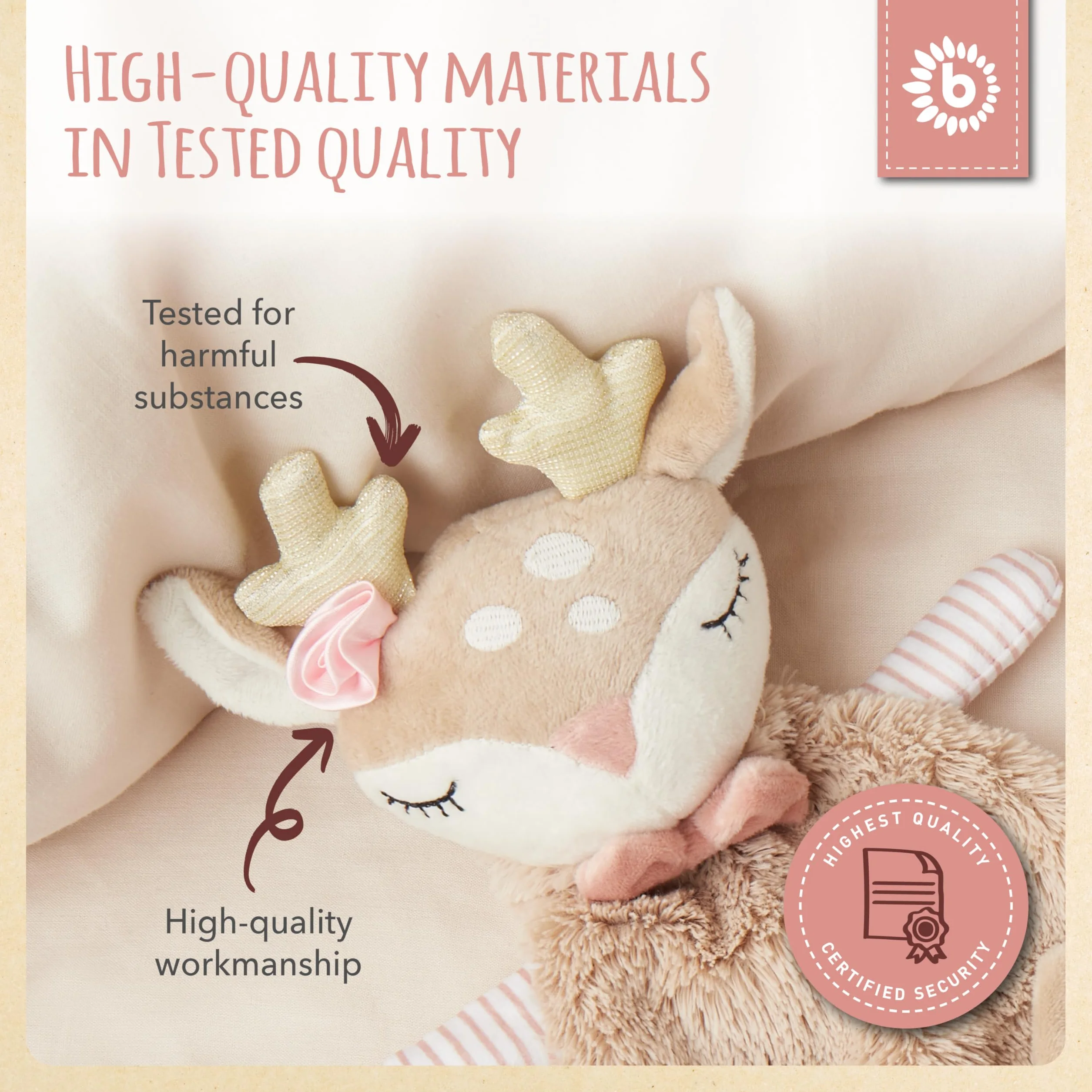 Bieco Schmusetuch REH | Od 0m+ Ok. 36 cm | Schnuffeltuch | Kuscheltier | Schnuffeltuch Dla Chłopca i Dziewczynki | Prezent Dla Dziecka