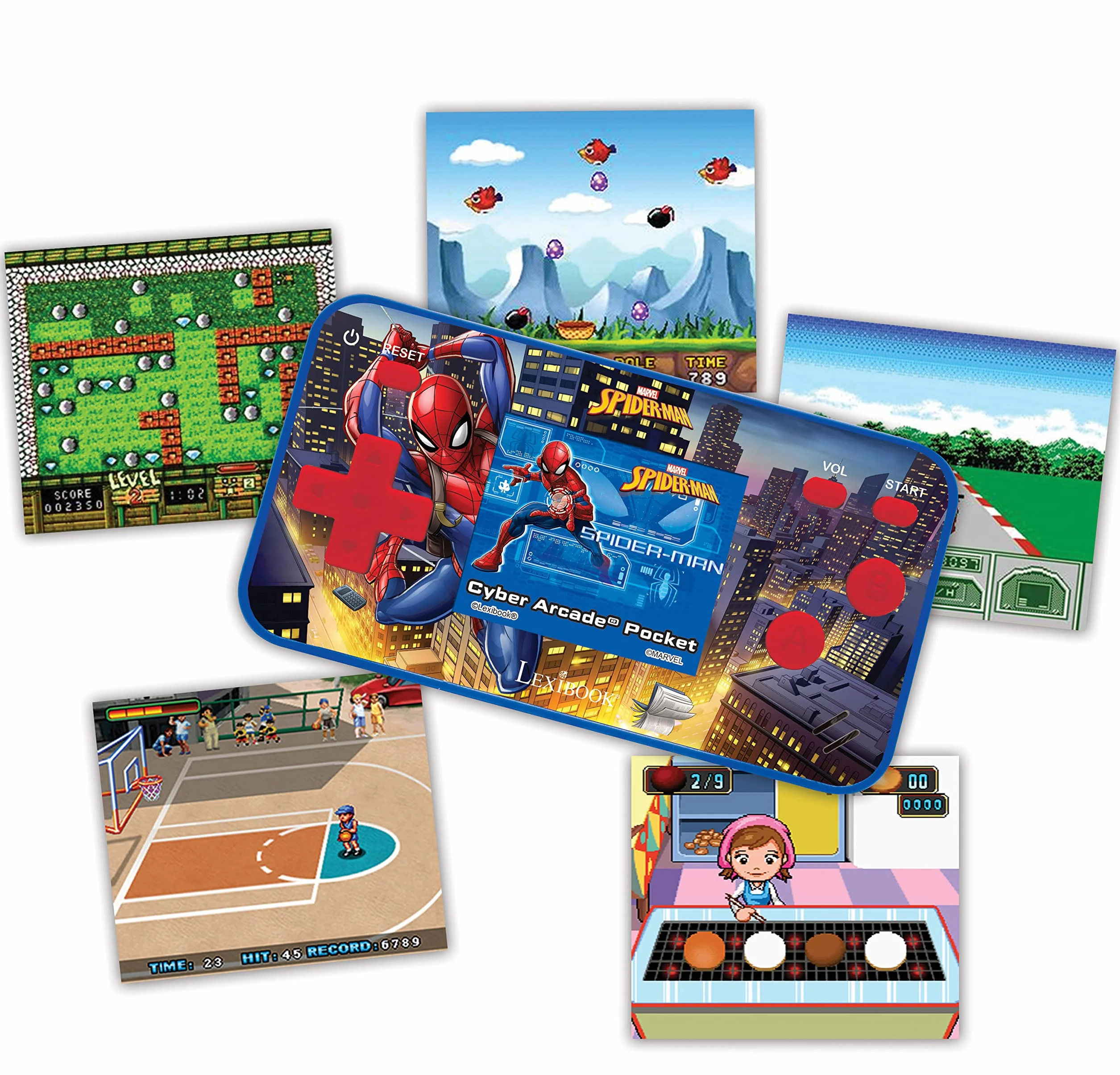 Lexibook Spider-Man JL1895SP Przenośna Konsola do Gier dla Dzieci w Wieku od 3 Lat, 150 Gier, LCD, Zasilana Bateriami, Czerwona, Niebieska, JL1895SP