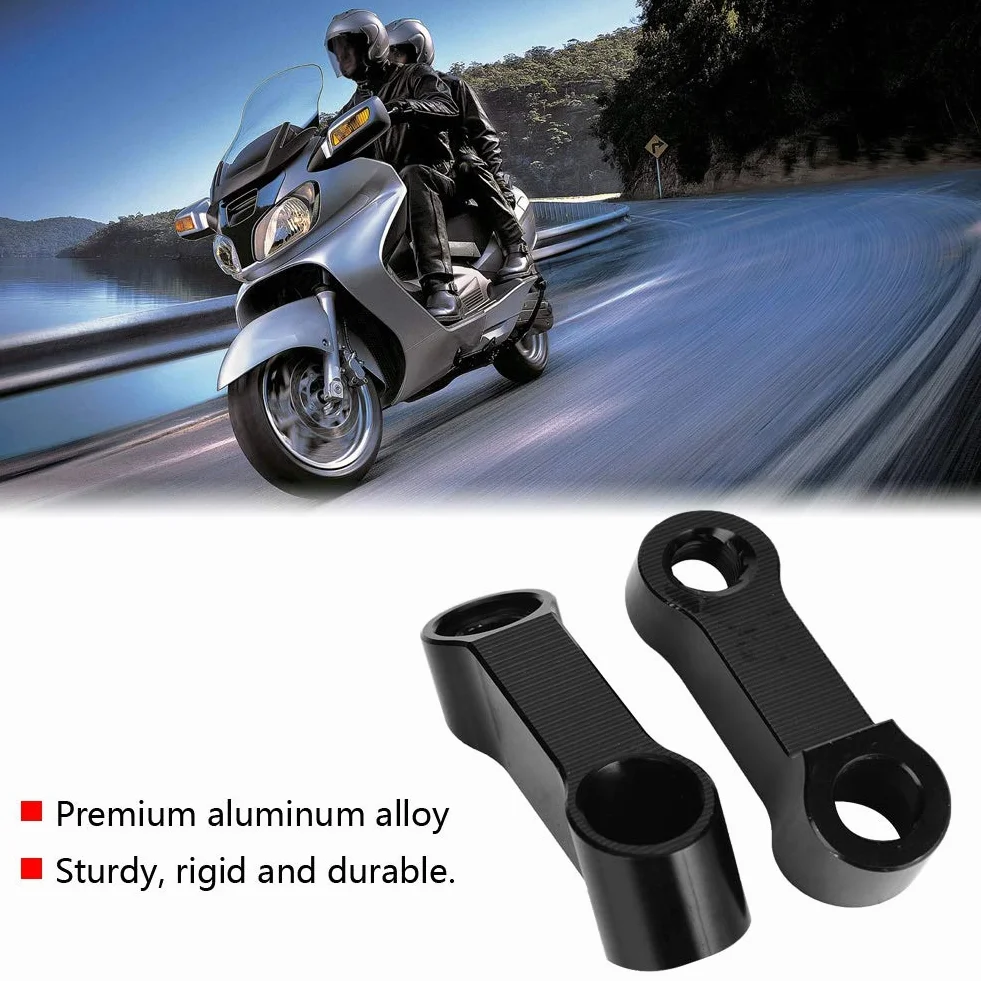 Akozon Mirror Adapter, M10 / M8 Riser Mount Extension 1 zestaw Motocyklowe lusterko wsteczne Zestaw adaptera Akcesoria motocyklowe Czarny