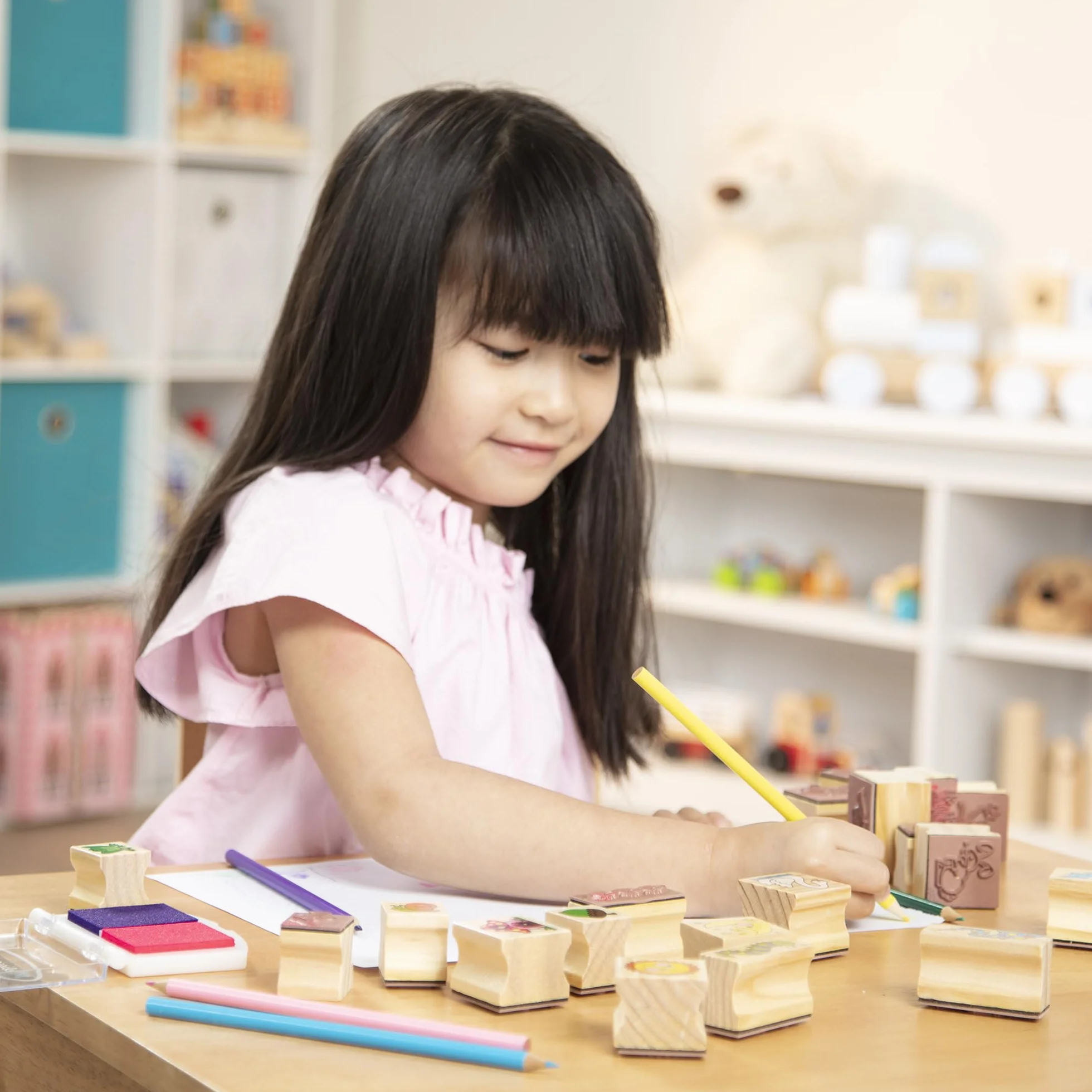 Melissa & Doug – pieczątki z serii Stamp-a-Scene: ogród wróżek | rzemiosło i sztuka | zestaw pieczątek i szablonów | 4+ | prezent dla chłopca lub dziewczynki