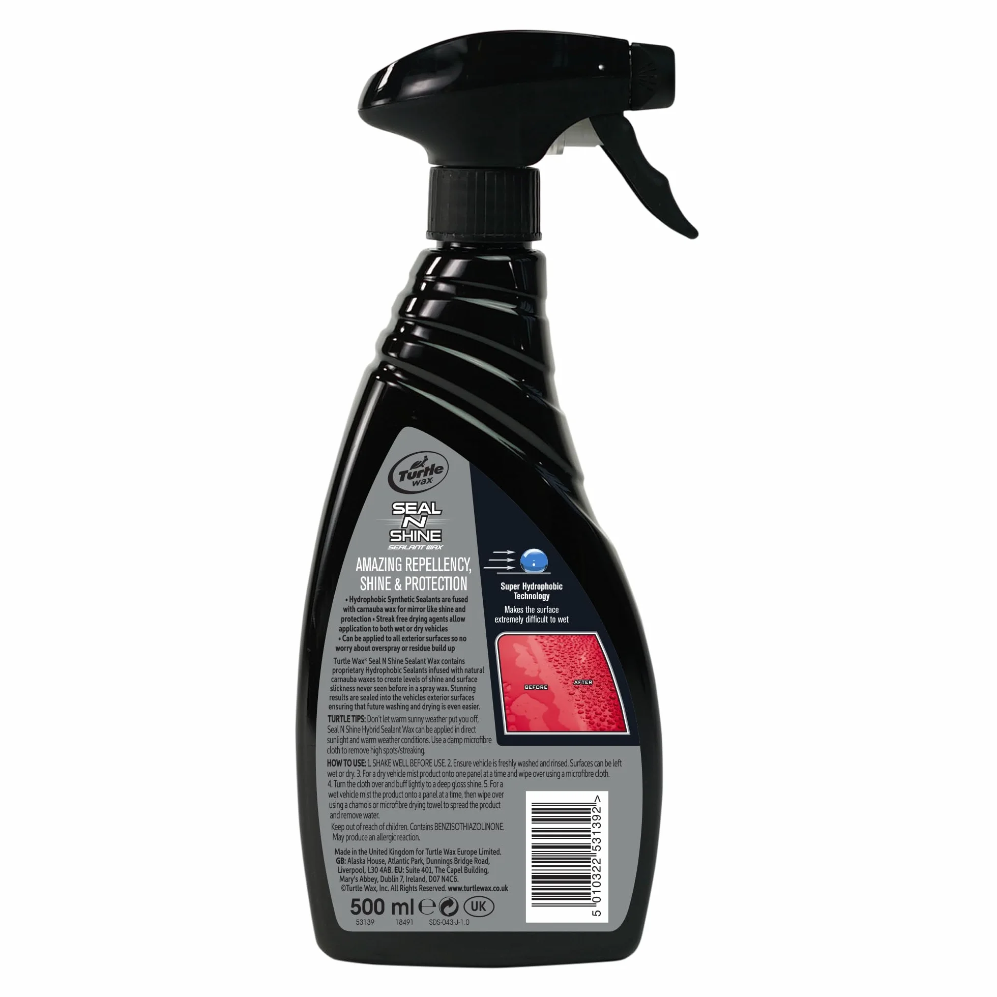 Turtle Wax 53139 Hybrydowy środek uszczelniający wosk hydrofobowy zabezpieczony z Carnauba (500 ml) (uszczelnienie lodu i połysk)