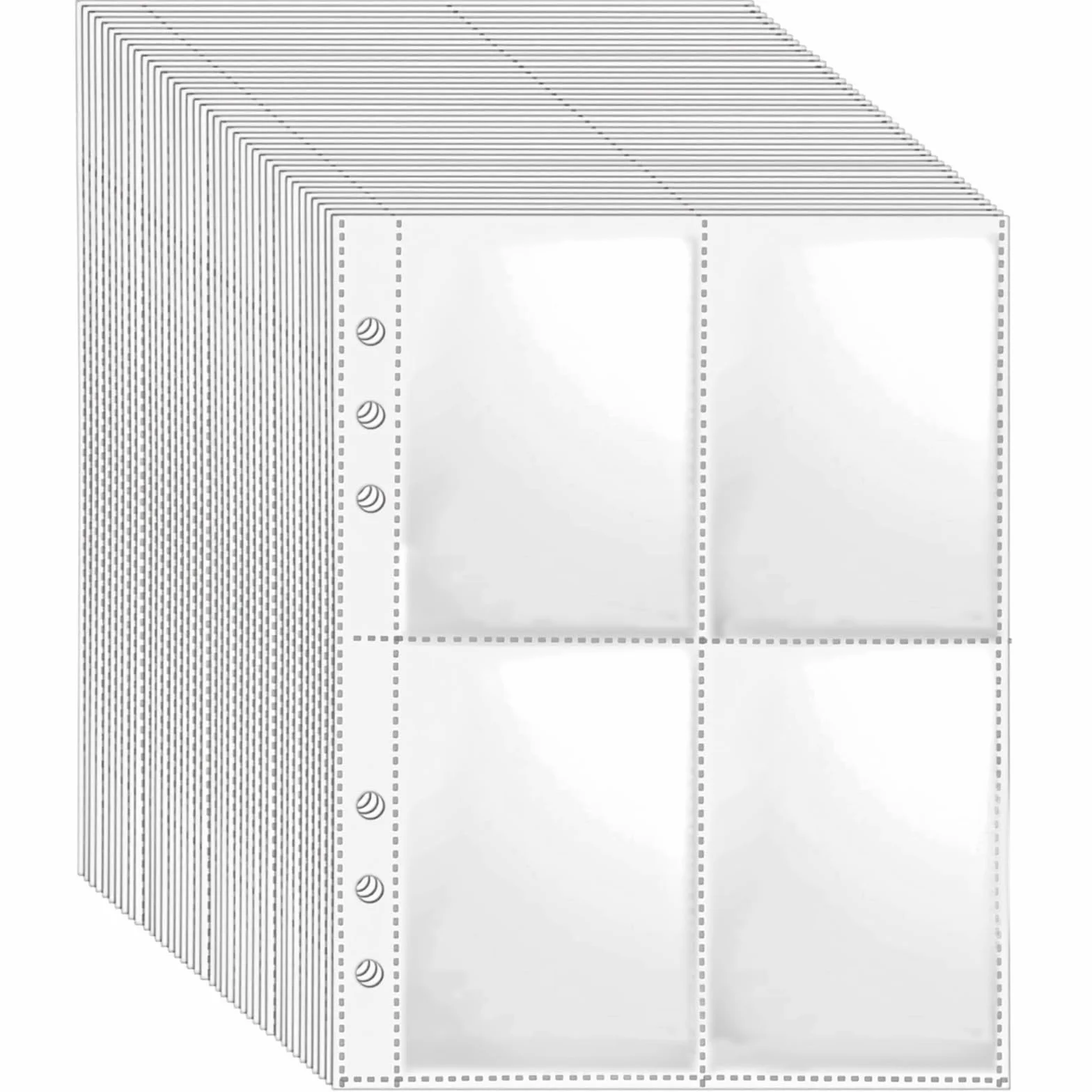 40 sztuk, 4-kieszonkowe dwustronne koszulki na strony – 6-pierścieniowe wkłady do segregatora A5, koszulki do segregatora na karty kolekcjonerskie 6,35 x 8,89 cm, ultraprzezroczyste arkusze na