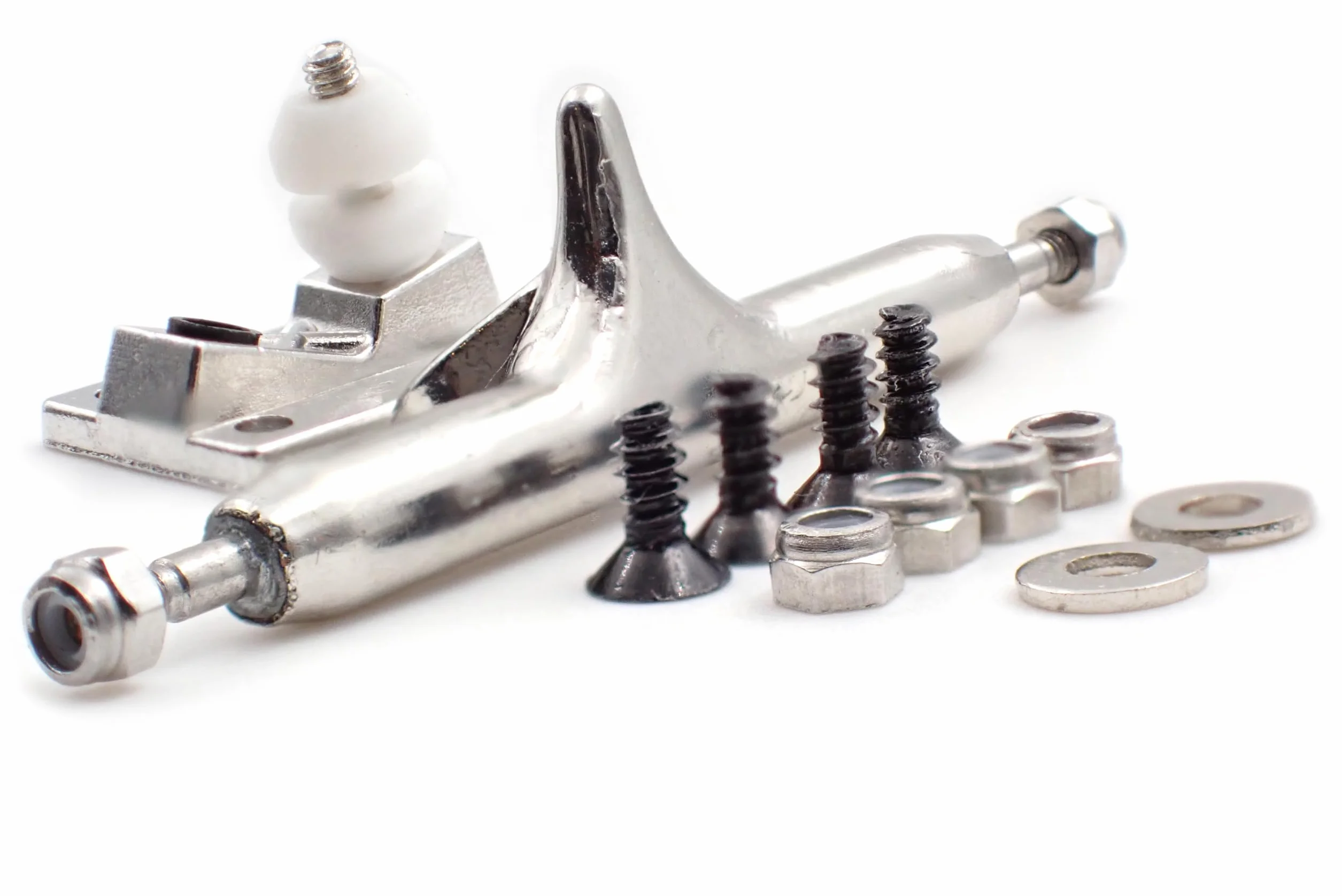 SPITBOARDS 34 mm Fingerboard Pro Trucks by, Real Lock-Nuts, Rubber O-ring Urethane Bushings, Optimized Hanger, szerokość 34 mm, do tuningu i montażu (chromowane srebro)