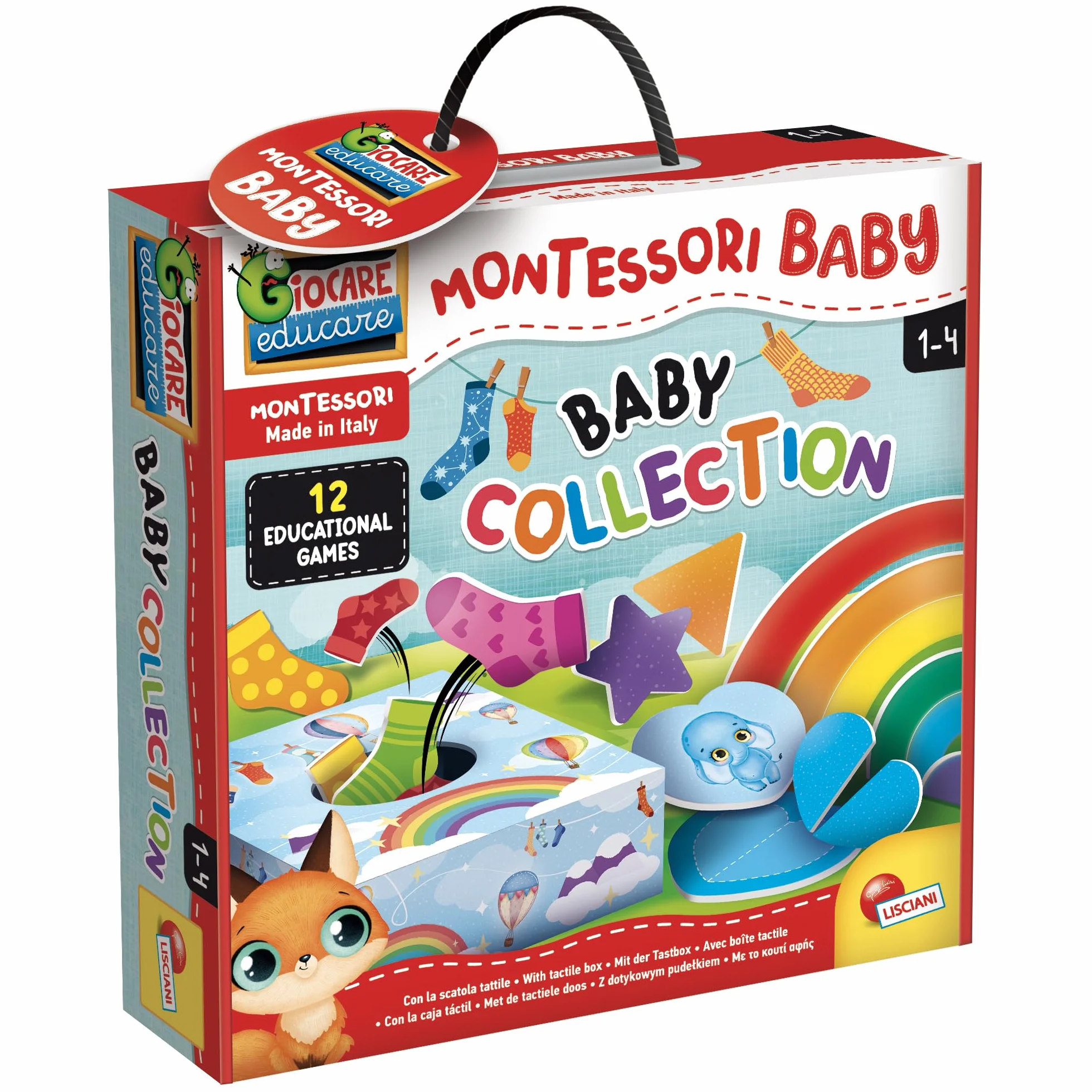 LISCIANI 97111 Montessori Baby Raccolta Giochi, BABY-12 zestaw gier edukacyjnych
