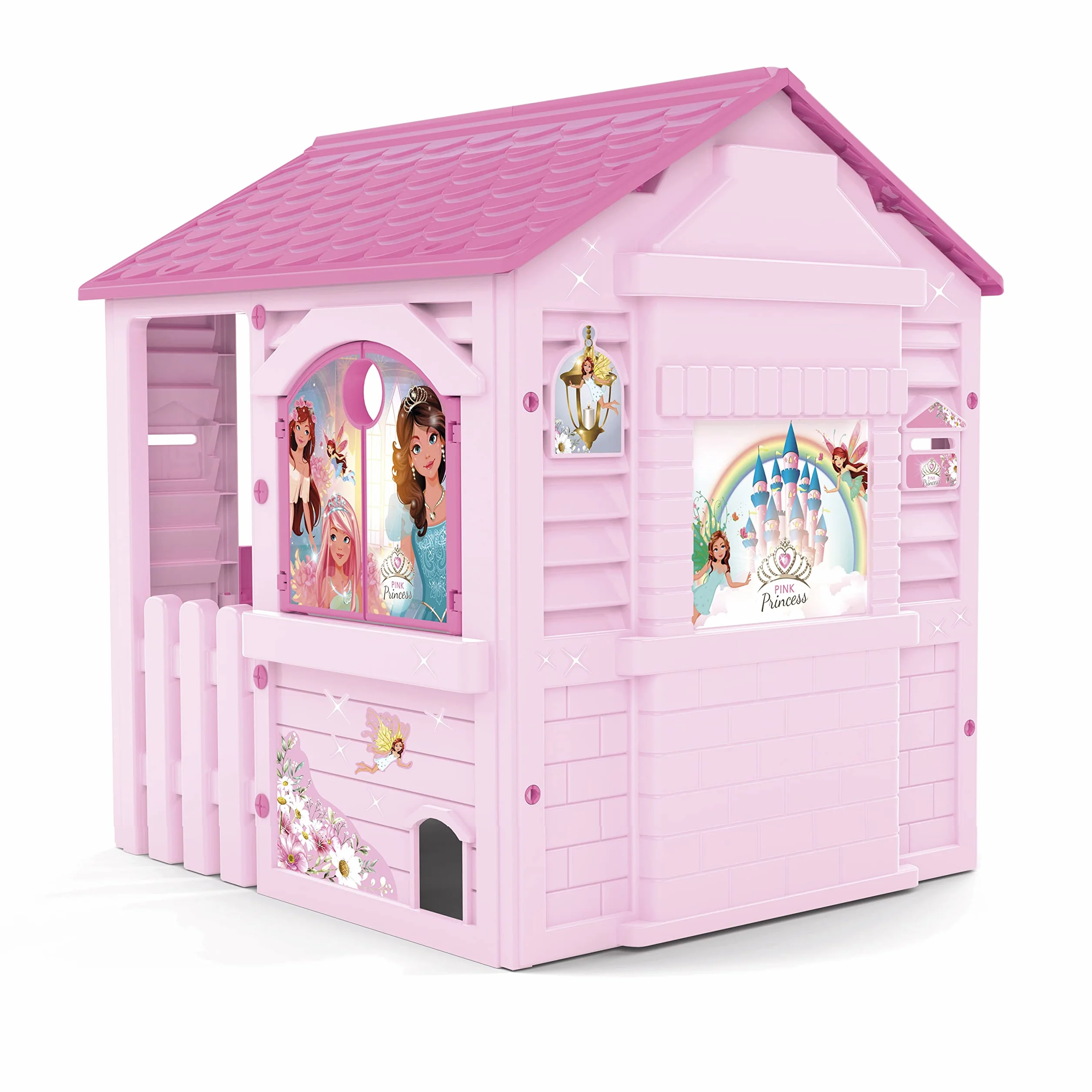 Chłopcy domek dziecięcy Pink Princess, nadaje się do wnętrz i na zewnątrz, w zestawie naklejki do dekoracji, wykonane z wytrzymałego i wytrzymałego tworzywa sztucznego, kolor różowy (89613)