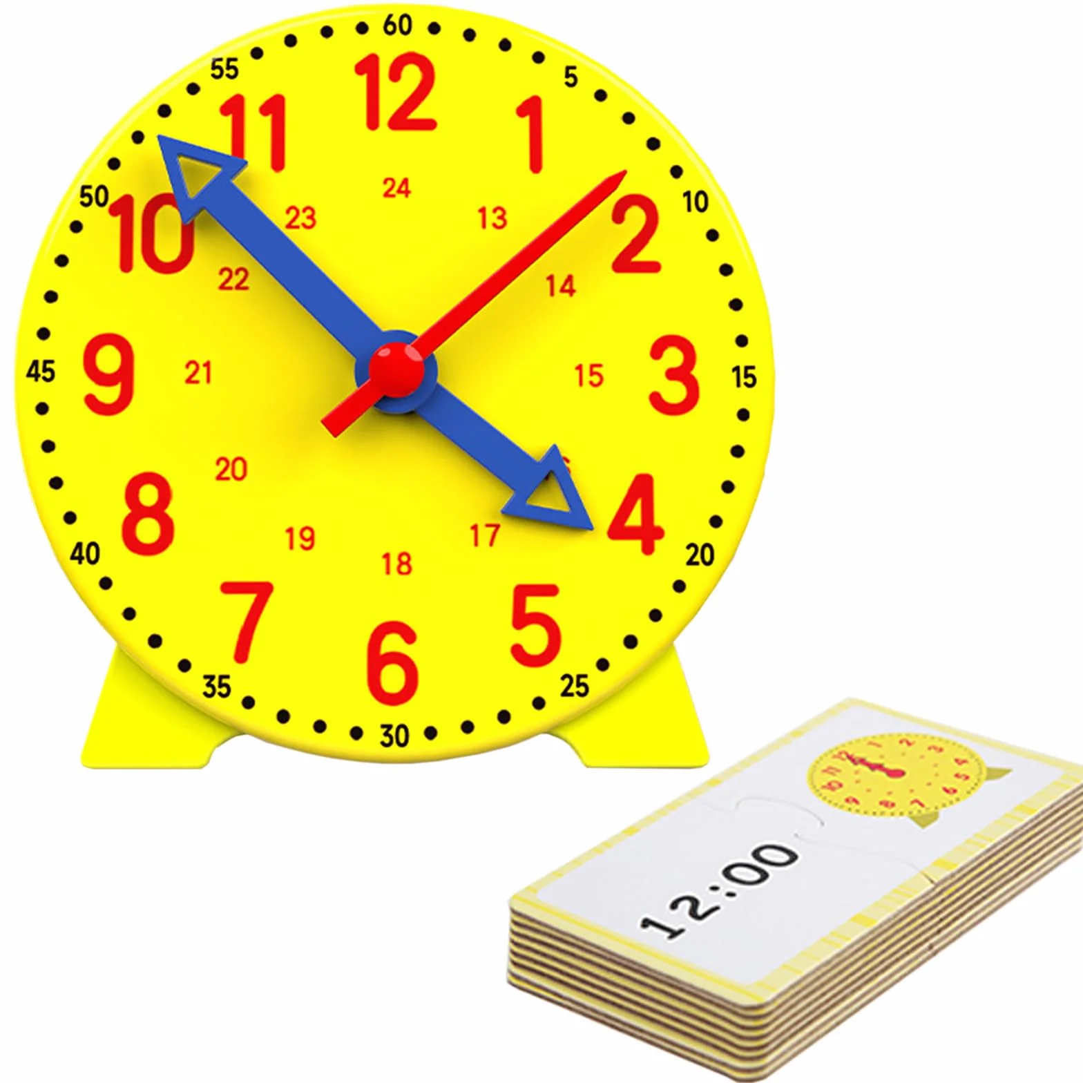 Zegarek dla dzieci, zegarek edukacyjny zasoby edukacyjne zestaw do czytania godziny gry matematyczne model zegara edukacyjnego z 12 kartami edukacyjnymi dla chłopców, dziewcząt