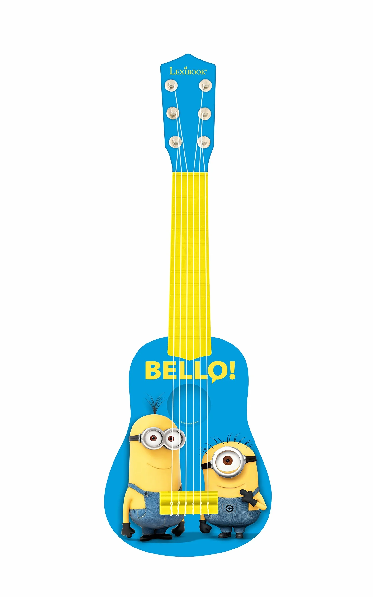 Lexibook, Mój ulubiony złoczyńca, Minionki, Moja pierwsza gitara, 6 strun nylonowych, 53 cm, przewodnik w zestawie, niebieski/żółty, K200DES