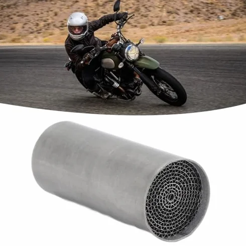 Katalizator Rury Wydechowej, Katalizator Rury Wydechowej Motocykla Katalizator ze Stali Nierdzewnej Przedni środkowy Tłumik Wydechowy Uniwersalny do Motocykla (42 * 100mm)