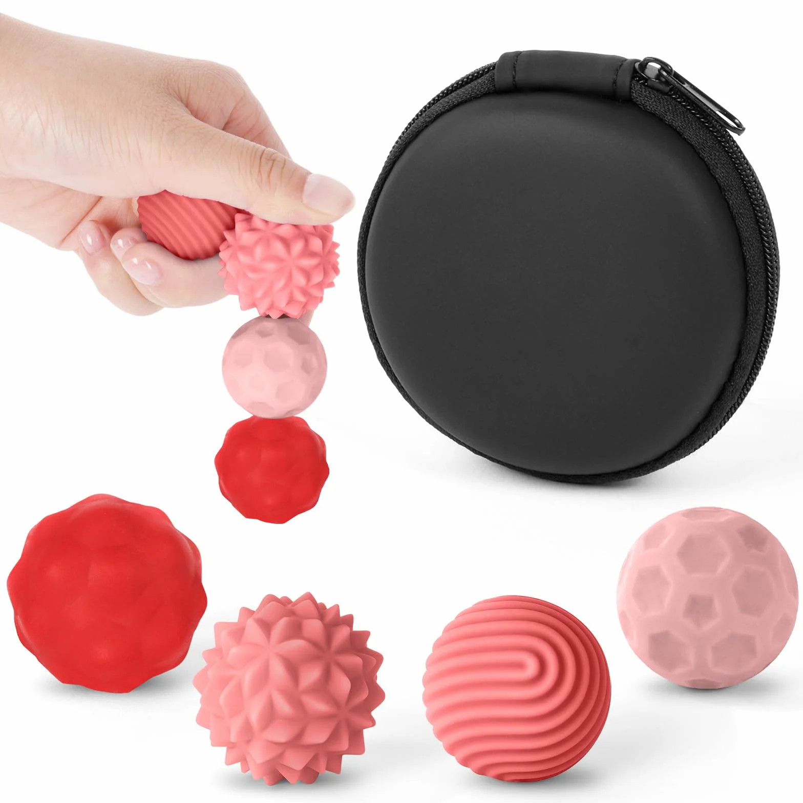 Ainiv Kulki Magnetyczne Fidget Toys, 4 SZT Silikonowe Piłki Antystresowe dla Palców, Zabawka Sensoryczna dla Osób z Autyzmem, ADHD, Lękiem, Zabawka z Ciekawymi Teksturami dla Dorosłych i Nastolatków