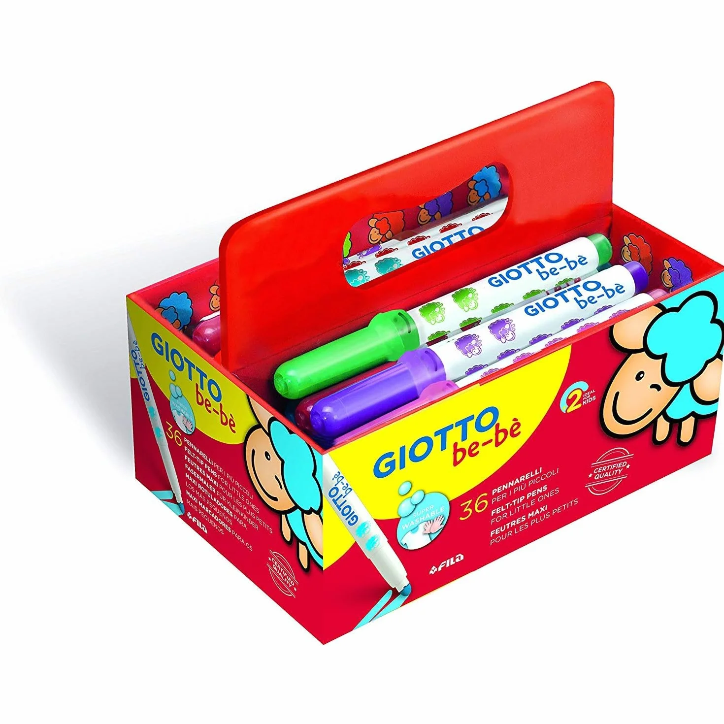 GIOTTO Be-bè 4612 00 flamastrów filcowych, posortowane pod względem koloru, 36 super flamastrów
