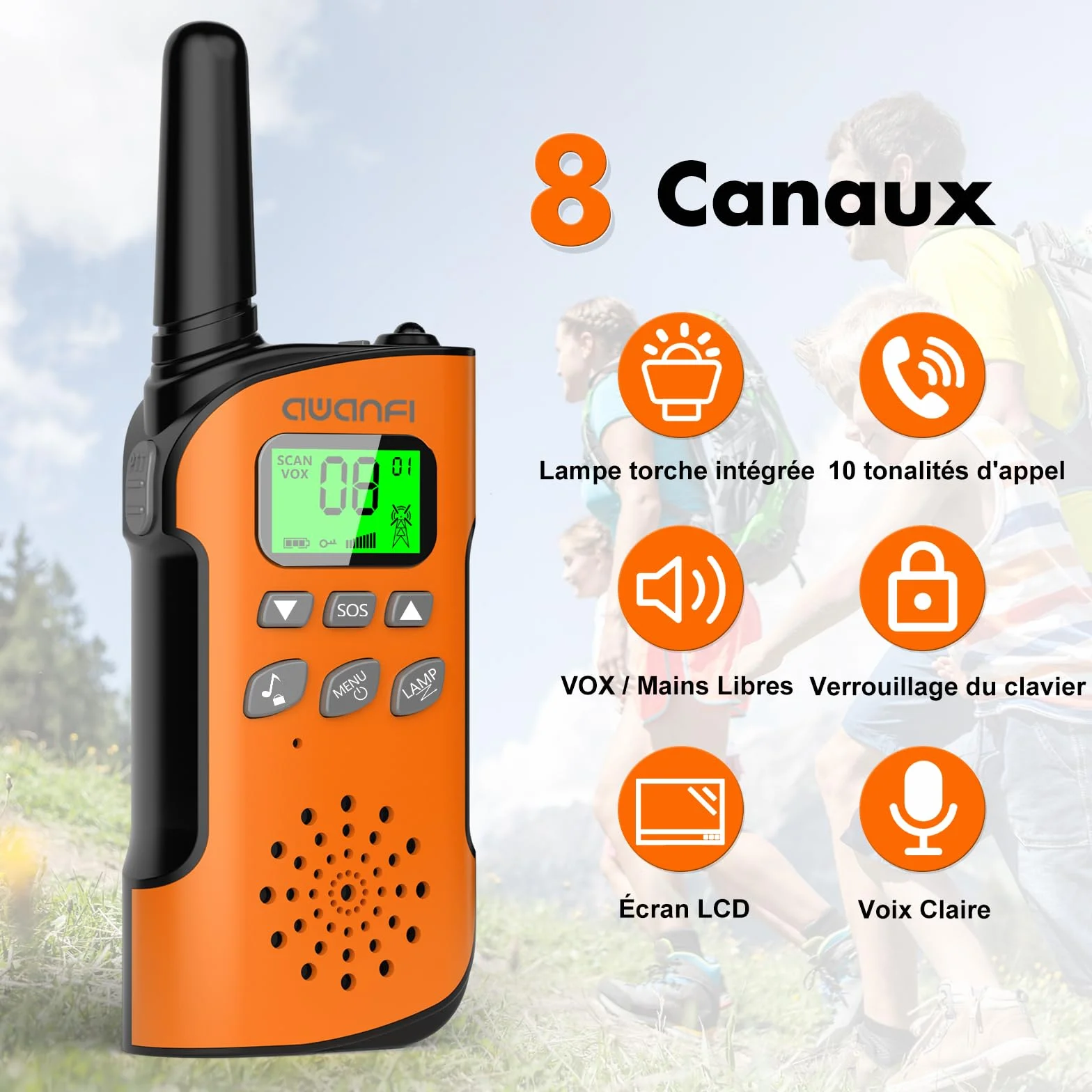 Walkie Talkie z Akumulatorem 1200mAh, Walkie Talkie dla Dzieci i Dorosłych, 16-Kanałowy Zestaw Radiowy, Walky Talky z Kablem ładującym Typu-C, Walkie Talki na Zewnątrz, Camping