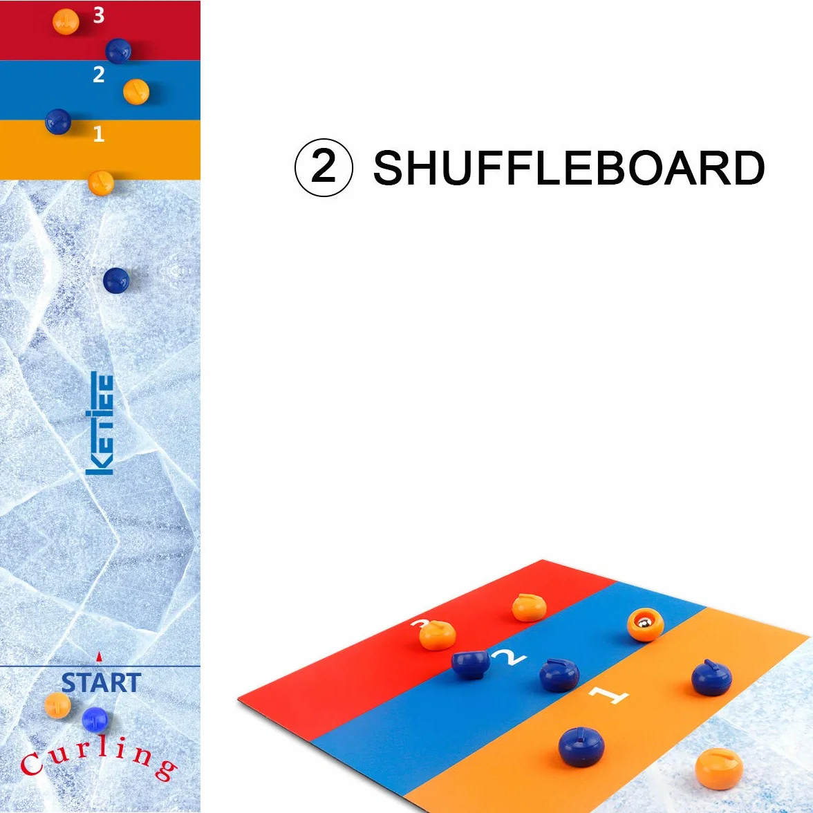 KETIEE Zestaw do kręgli 3 w 1 Shuffleboard Bowling Curling Game, przenośny stół dla drużyn i imprez rodzinnych, odpowiedni dla dzieci i dorosłych