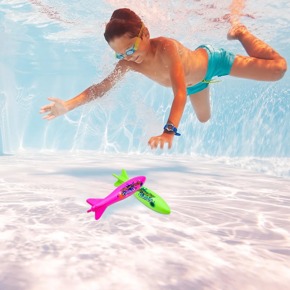 TOPWAYS Torpedo Rocket Spins & Glides Up to 30 Feet Like Underwater Football for Under Water Passing Games podwodne torpedy do nurkowania, torpedy do nurkowania, torpedy