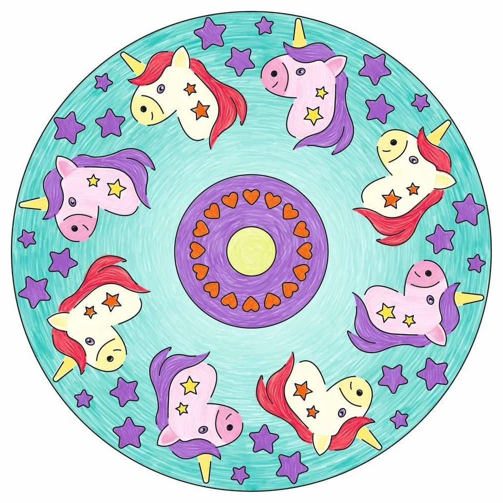 Ravensburger Mandala Designer Unicorn 29703, Zeichnen lernen für Kinder ab 6 Jahren, Zeichen-Set mit Mandala-Schablonen für farbenfrohe Mandalas