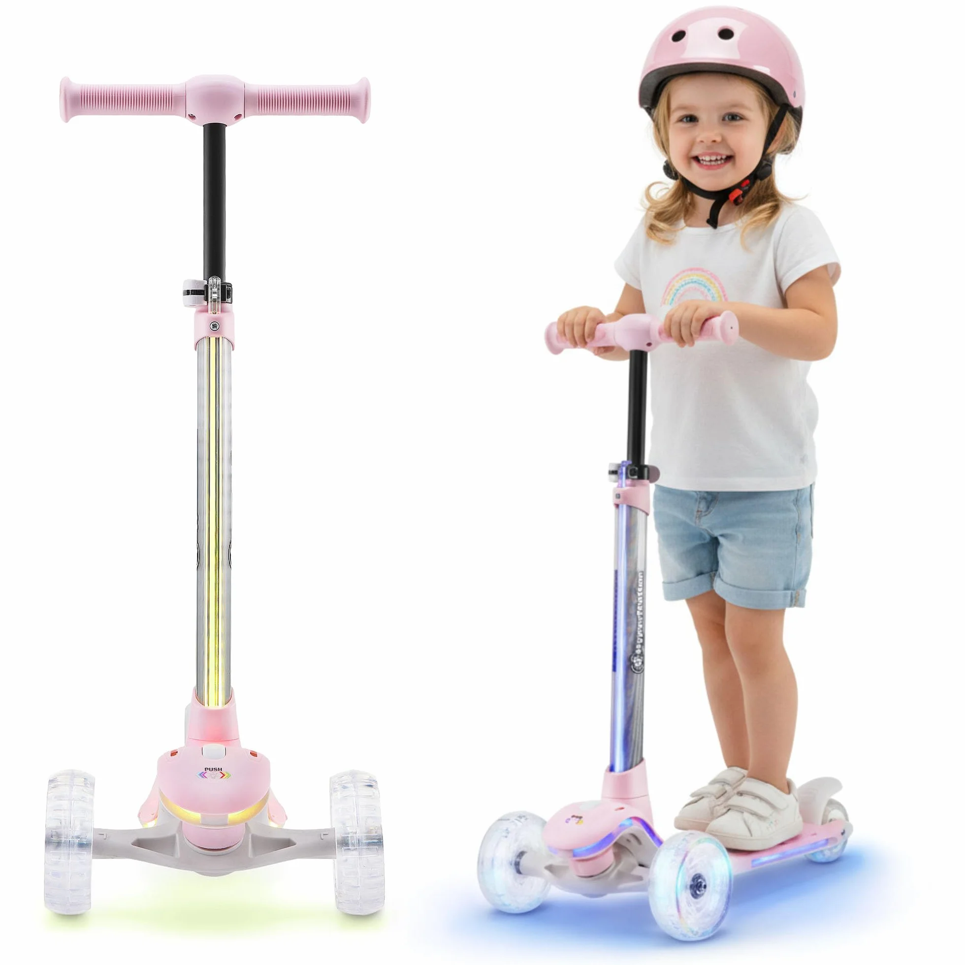 HyperMotion BECKY Hulajnoga Trójkołowa 3–8 lat z LED RGB Podświetleniem Regulowana Kierownica