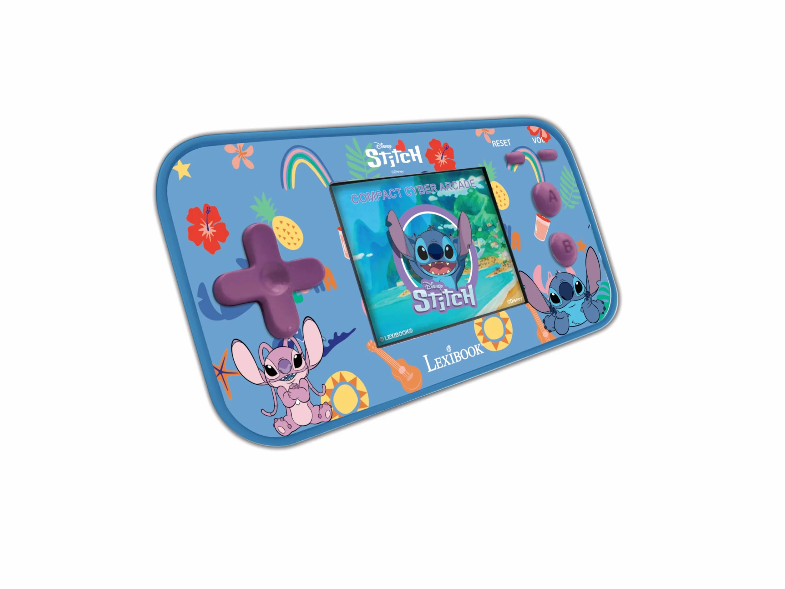 Lexibook, Disney Stitch, Kompaktowa Przenośna Konsola Zręcznościowa, 150 Gier, Kolorowy Ekran LCD, Zasilanie Bateryjne, JL2367D