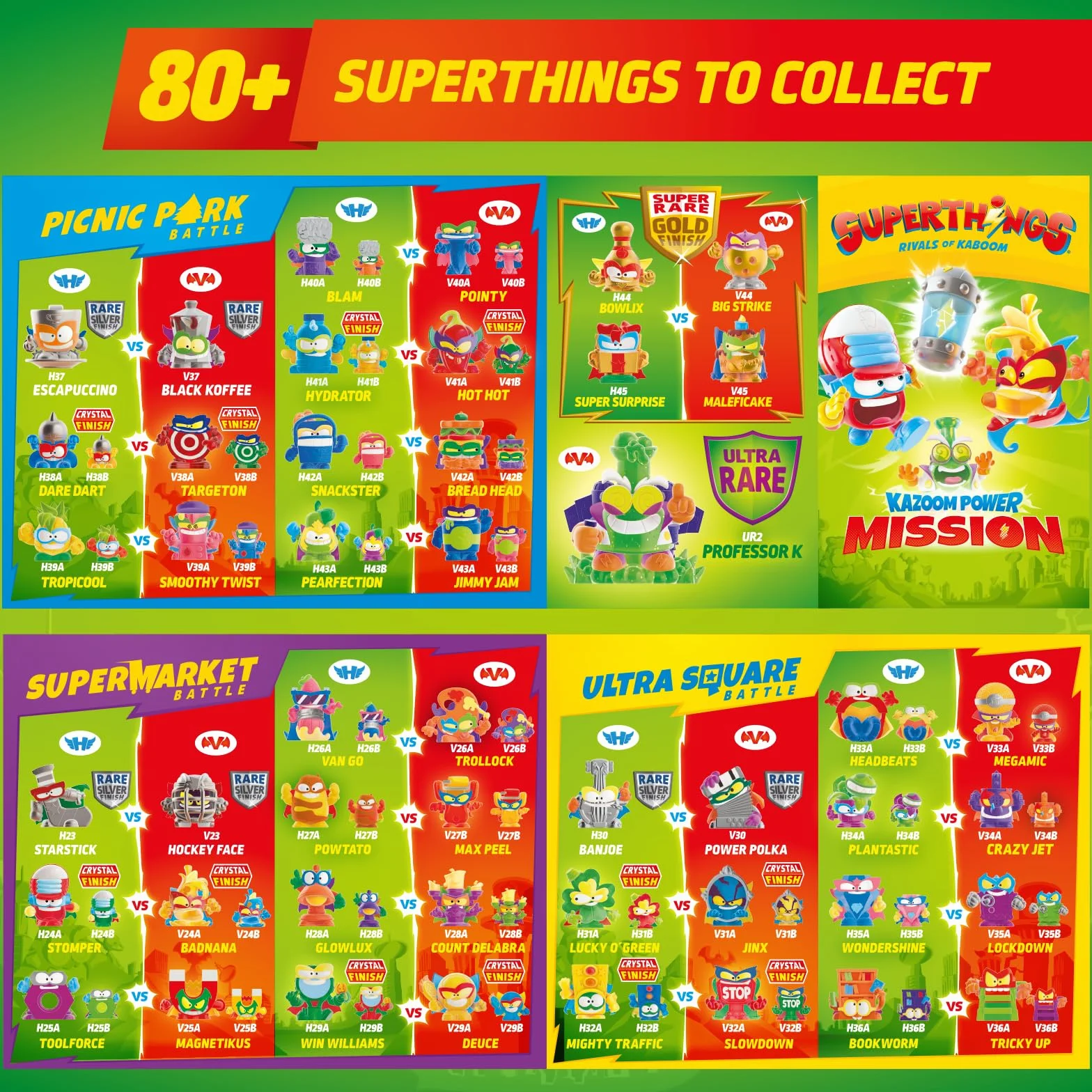 SUPERTHINGS KAZOOM Power Mission – One Pack. Zestaw 25 saszetek z figurkami kolekcjonerskimi. Zawartość każdej saszetki to 1 SuperThing niespodzianka i 1 lista kolekcjonerska