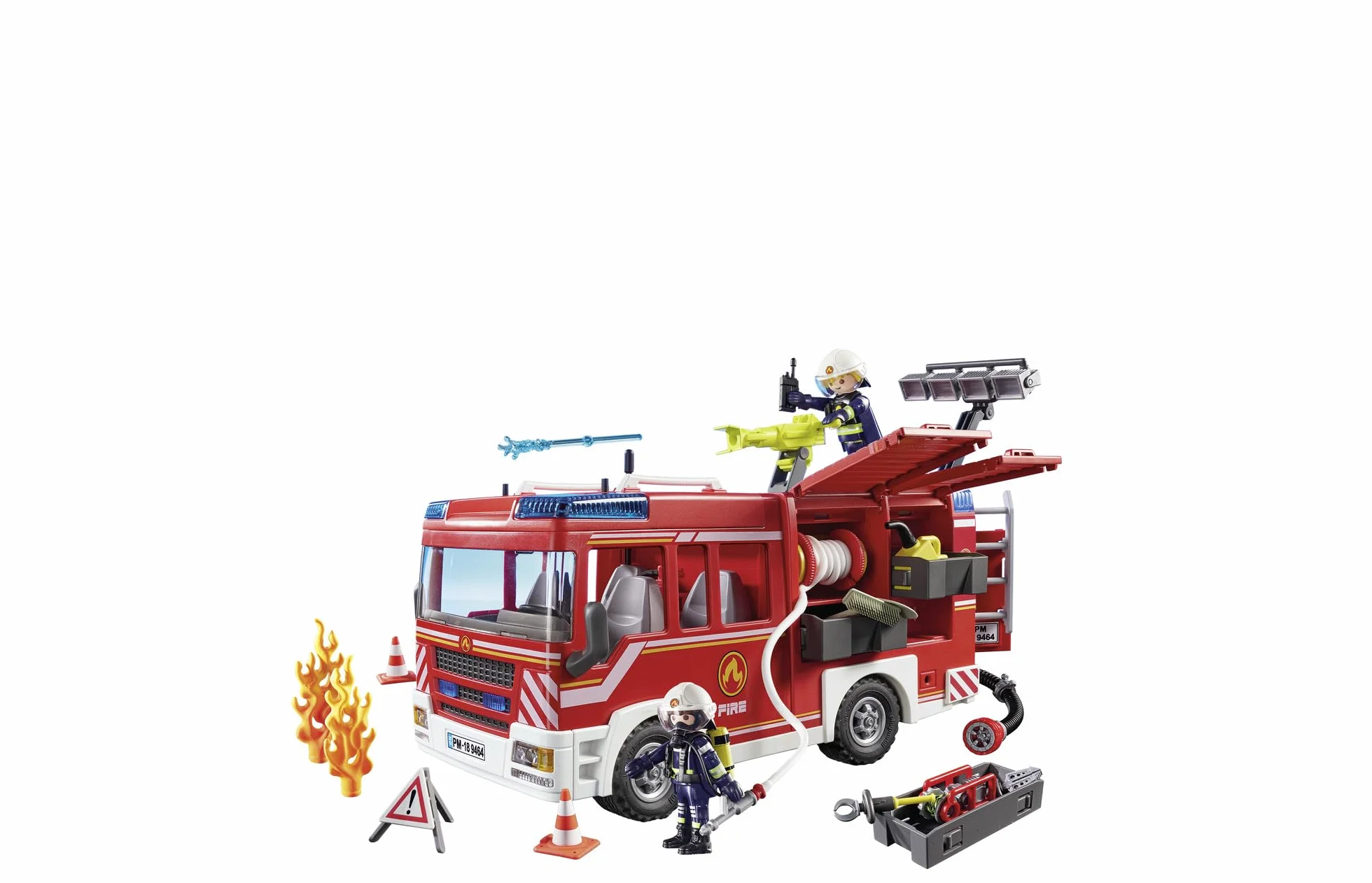 PLAYMOBIL City Action 9464 Pojazd ratowniczy straży pożarnej, z armatką wodną, ze światłem i dźwiękiem, od 4 lat