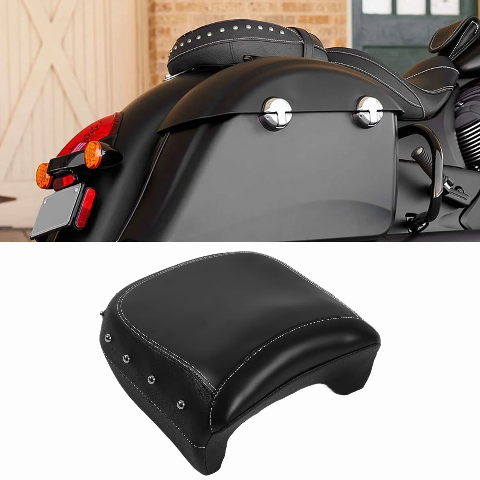 Tylne Siedzenie Pasażera z Jasnymi ćwiekami dla Indian Chieftain Dark Horse 2016-2021 (BLACK)