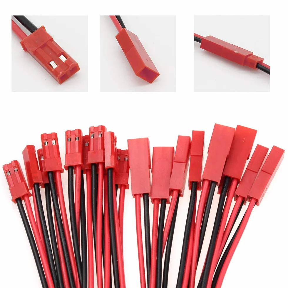 YIXISI 20 Par 22 AWG Złącze Wtykowe JST, 100mm i 150mm 2-Stykowe Męskie Złącze Wtykowe Żeńskie Przewód do Taśmy LED, Większość Mini Helikopterów RC