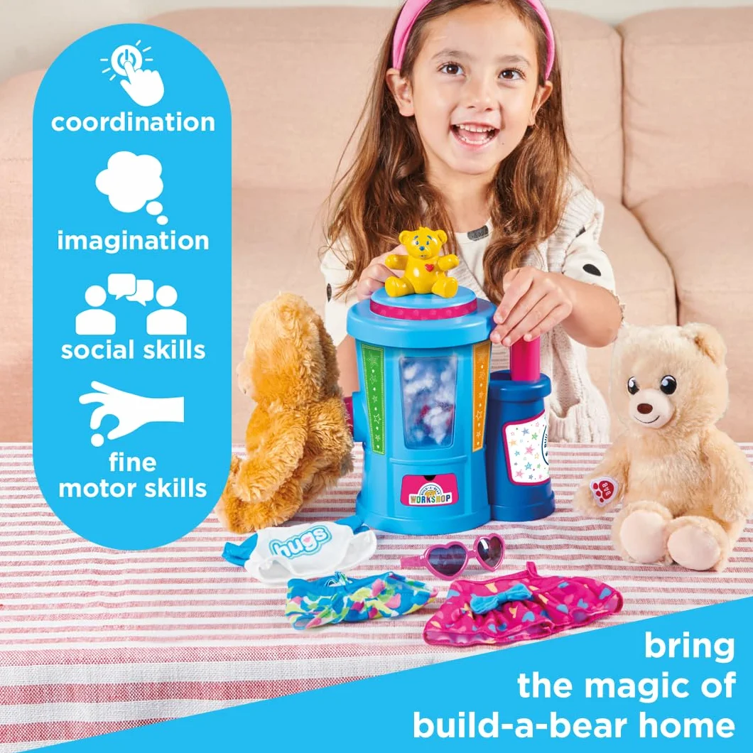 Casdon Stacja do wypychania Build-A-Bear Workshop | At-Home Build-A-Bear stacja wypychająca dla dzieci w wieku od 3 lat | Wypchaj, ubierz się i przytulaj swoich futrzanych przyjaciół | Stacja