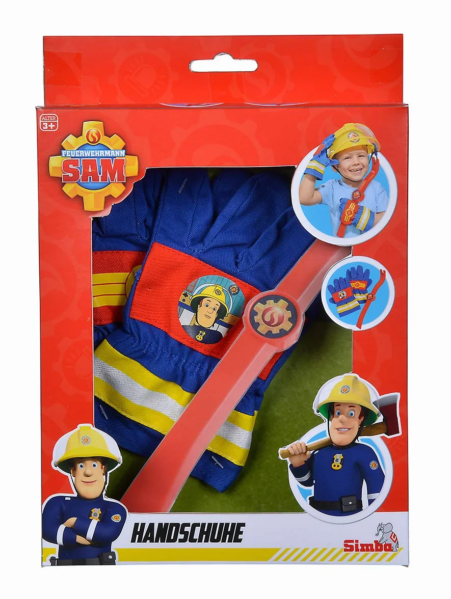 Simba 109252475 – strażak Sam rękawice strażackie z tkaniny, 20 x 14 cm na dziecięce ręce, 28 cm, od 3 lat