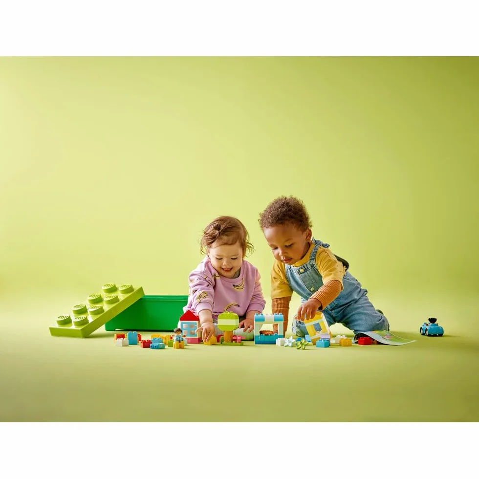 LEGO DUPLO Brick Box - Educational Stacking Toys for 1+ Year Old Boys & Girls - incl. Colourful Number Bricks, a Car & 2 Figures, plus Toy Storage - 10913