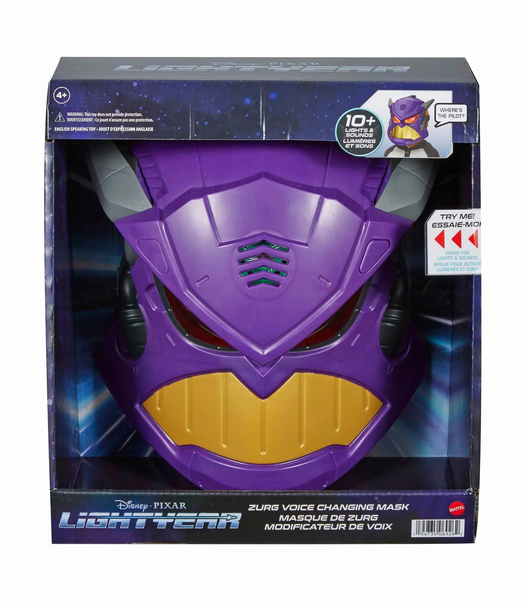 Disney Pixar Lightyear Zurg maska zmieniająca głos, inspirowana filmem, odgrywanie ról, nakrycie głowy, dialog, zmiana głosu i światła, zabawka dla dzieci w wieku 4 lat i starszych