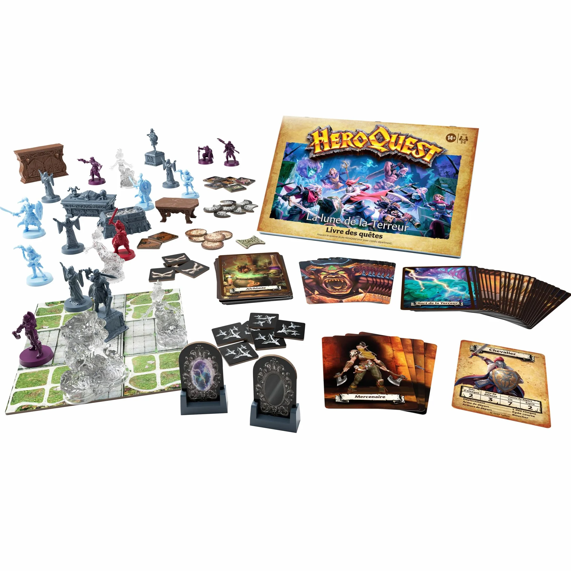 Avalon Hill HeroQuest, Pakiet misji Księżyc Terroru, wymagany system gry HeroQuest, odgrywanie ról dla 2-5 graczy, od 14 lat, zielony, niebieski i biały
