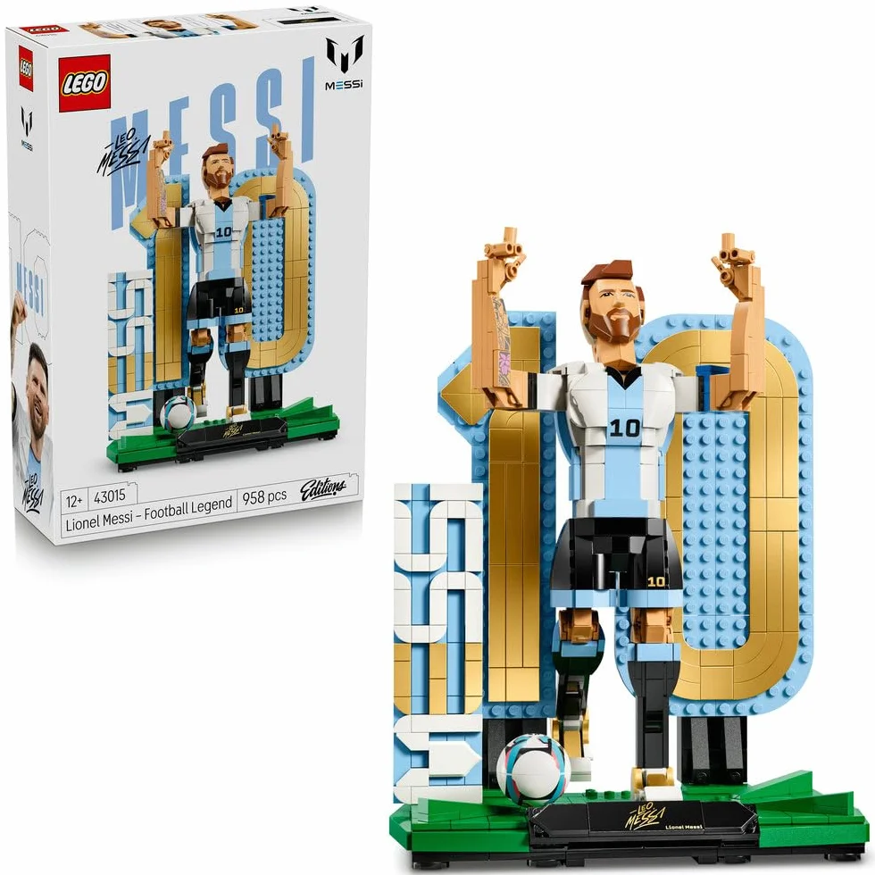 LEGO Editions Lionel Messi — piłkarska legenda, zestaw konstrukcyjny dla dzieci i nastolatków, dekoracja i sportowy prezent dla chłopców i dziewcząt od 12 lat, model dla fanów piłki nożnej 43015