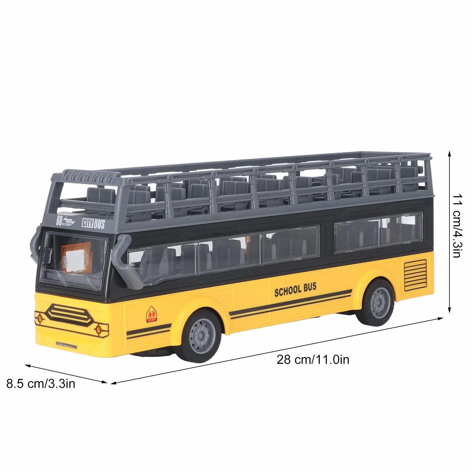 Zdalnie Sterowany Autobus Piętrowy, Drobne Szczegóły 4-kanałowy Autobus RC Bezpieczne Otwieranie Drzwi do Zabawek (QH204 7 Autobus szkolny)
