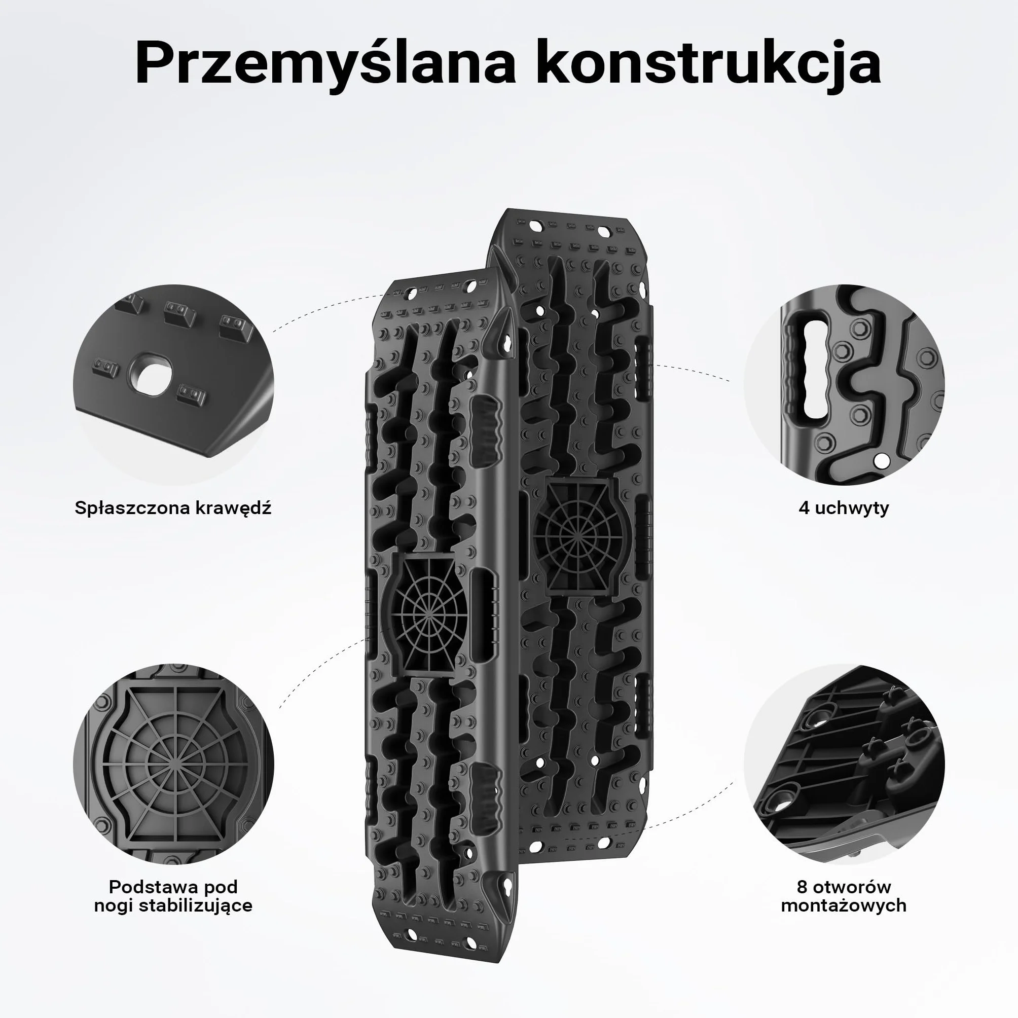 Wiltec Trapy piaskowe 1063 x 298 x 66 mm 2 szt do 10 t nośności na parę, czarne z torbą transportową, najazdy terenowe