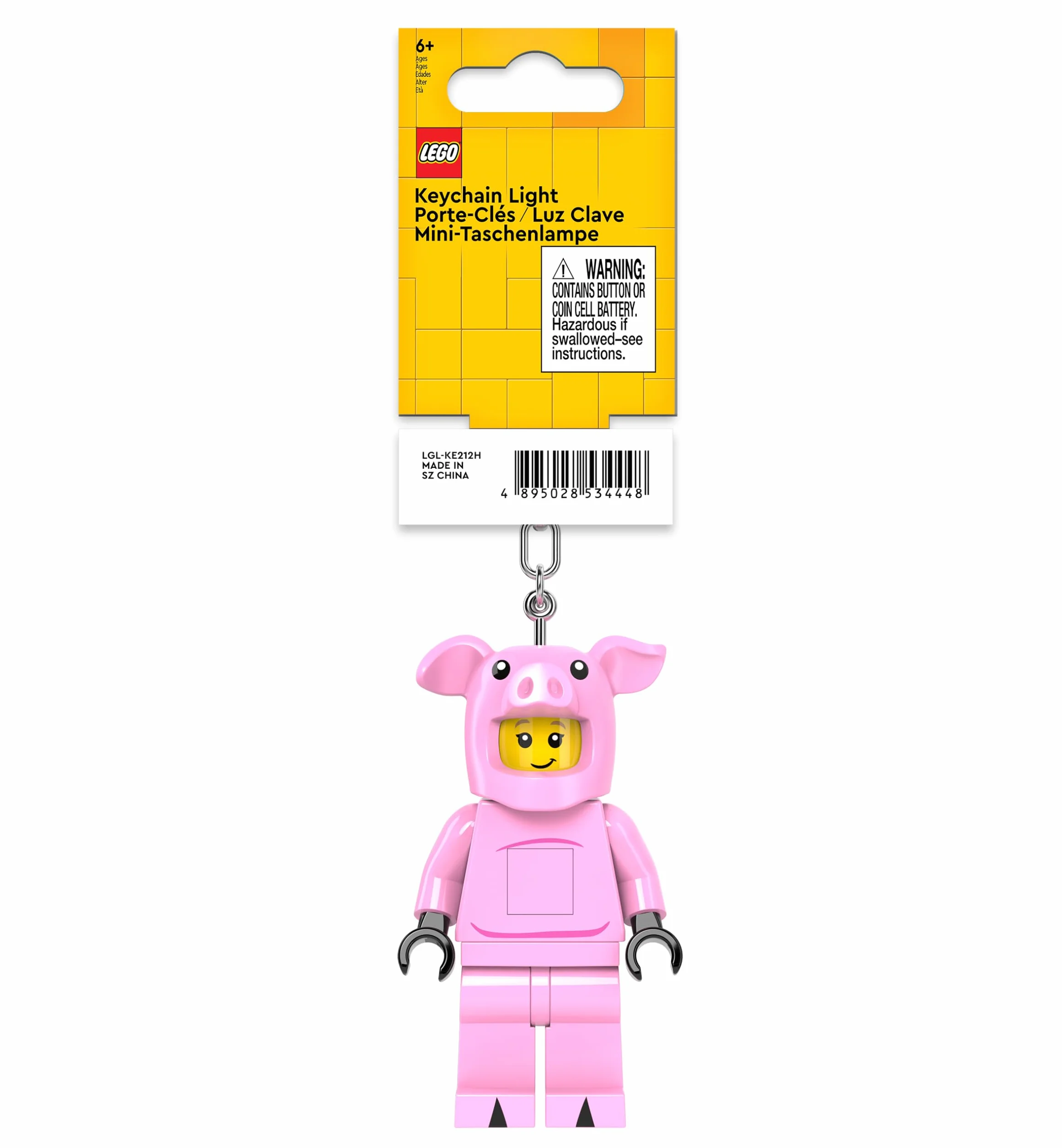LEGO Minifigurki duża 7,6 cm wysoka figura brelok światło - świnka dziewczyna (KE212H), różowy