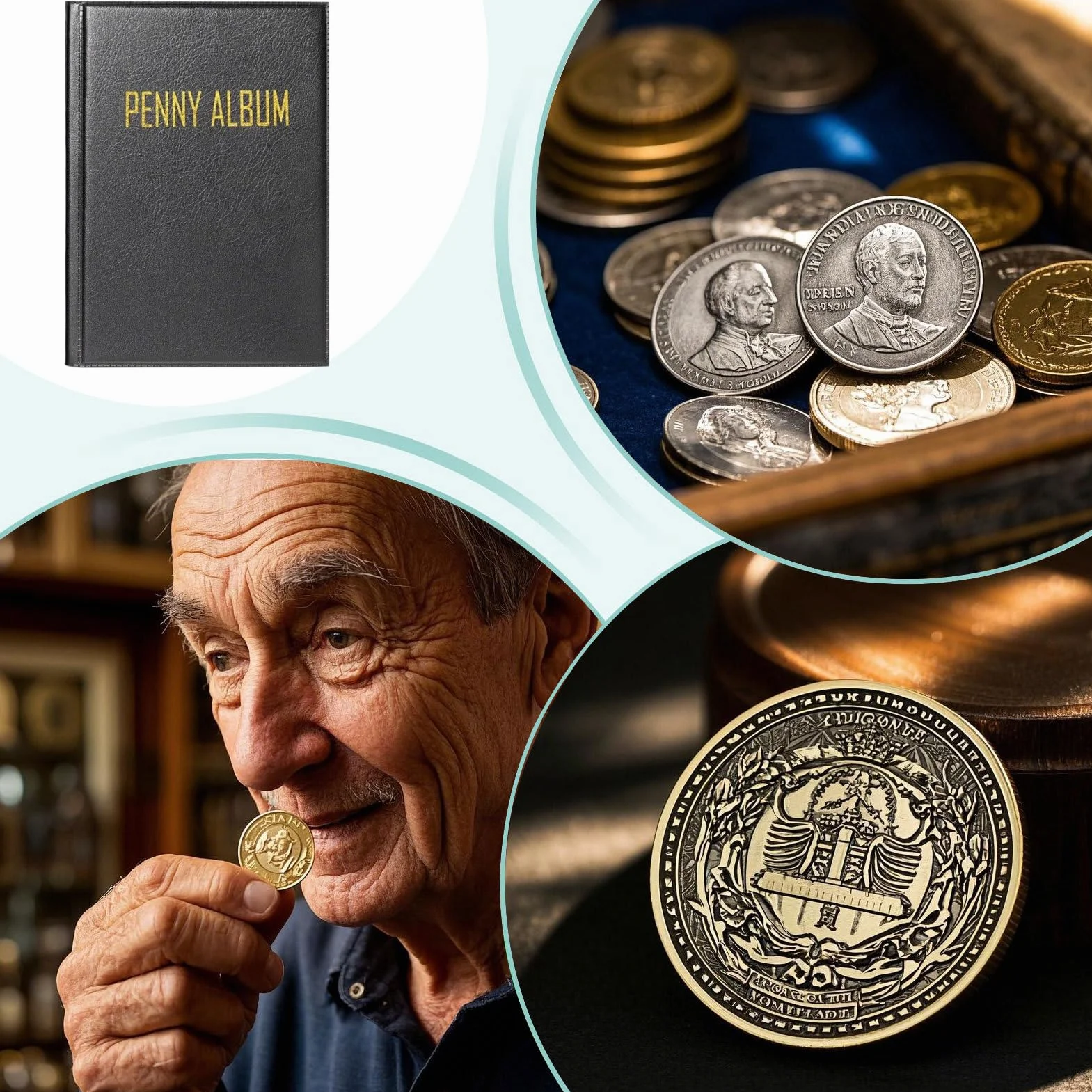 Pressed Penny Album, Coin Holder Book, 108-Slot Currency Organizer, Money Storage Case, Souvenir Display Binder, Ideal for Quarter, Dollar, Stamp, Bill, Kids, Collector, Home Use