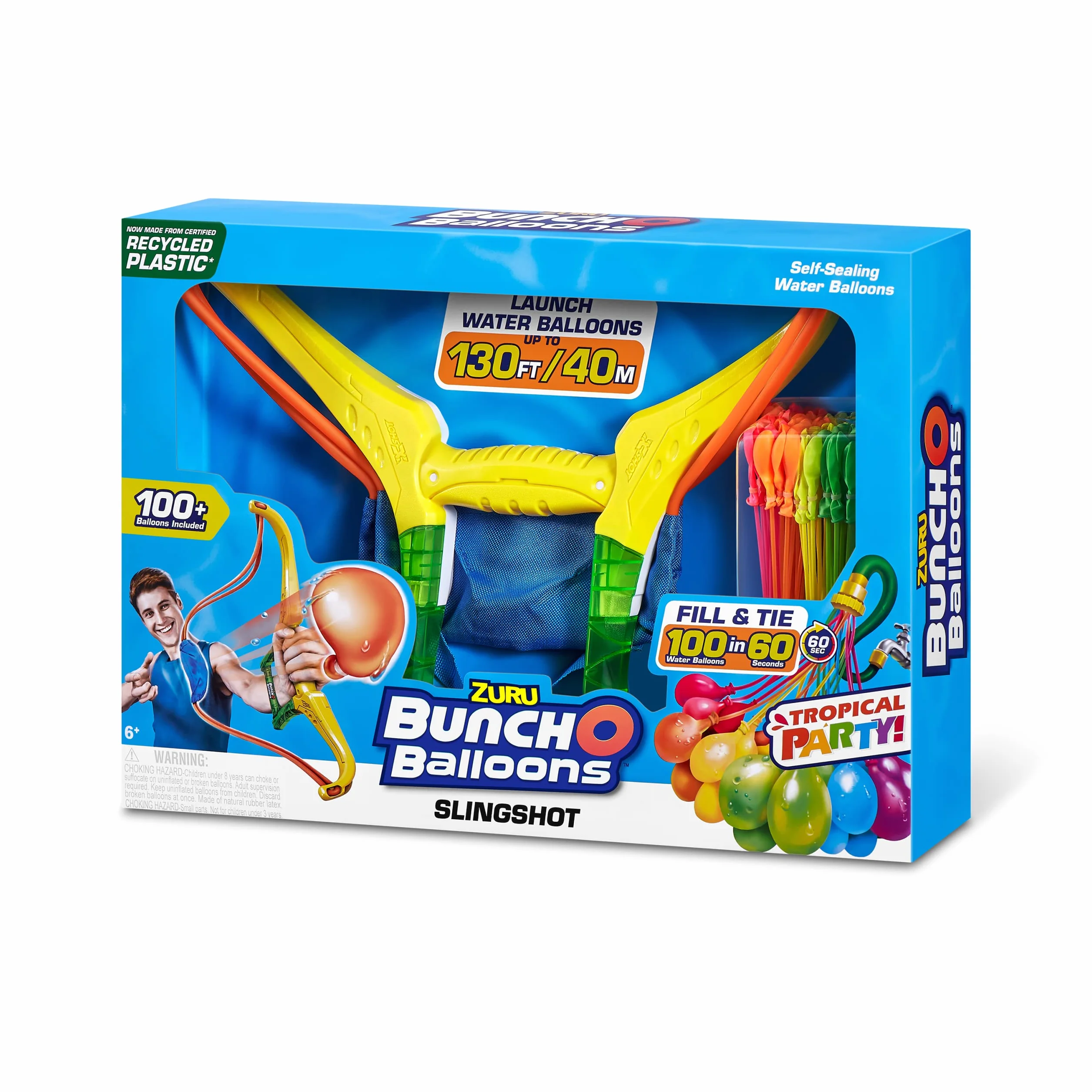 ZURU - BUNCH O BALLOONS - Tropical Party Arc Slingshot - 100 bombek wodnych - Gra na świeżym powietrzu - Gra wodna - 56494