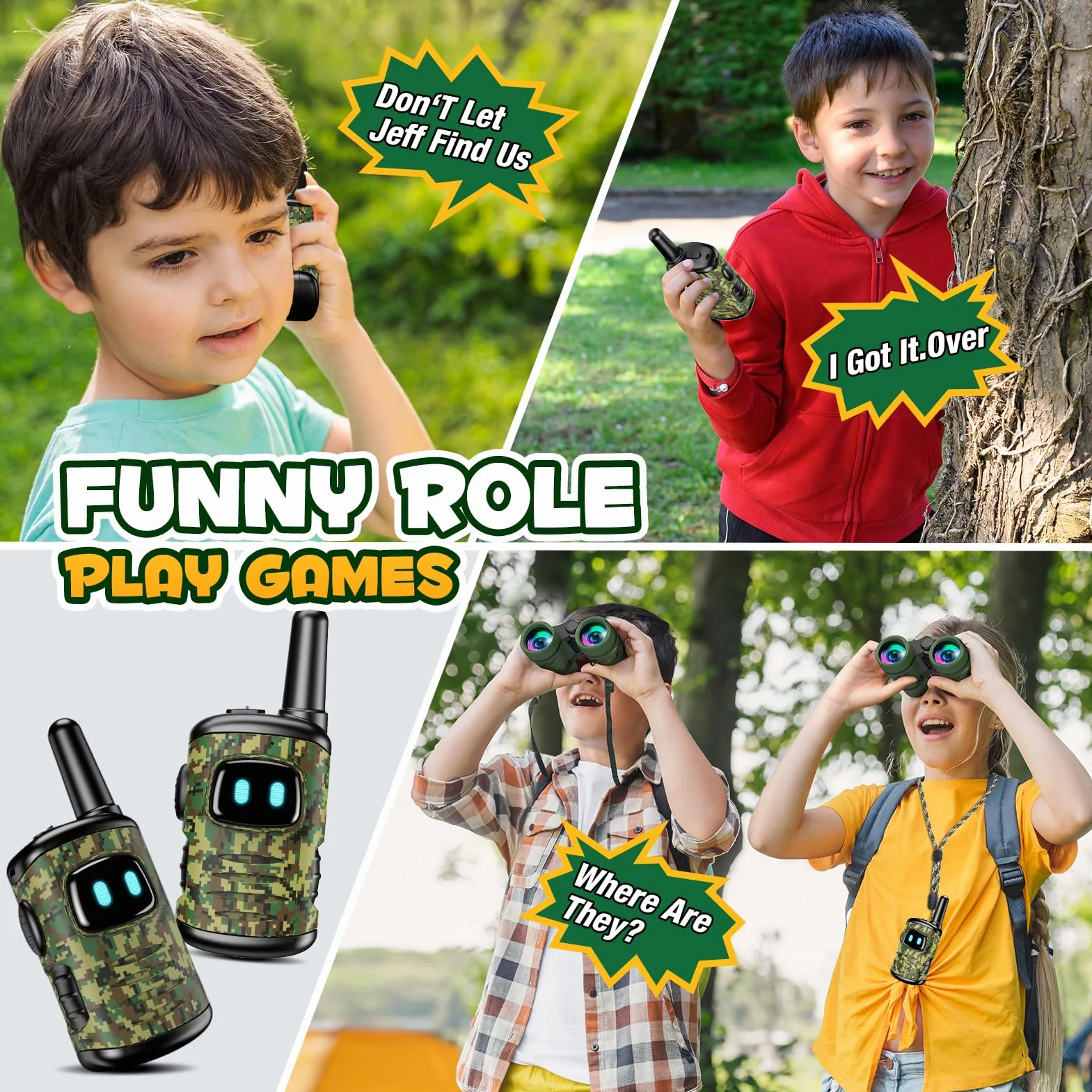 Dislocati Kinder Outdoor Spielzeug ab 3-9 Jahre Junge, Walkie Talkie Kinder Geschenke für 3-9 Jährige Jungen Mädchen Fernglas Kinder Garten Spielzeug Draußen Outdoor Spiele Entdecker Set für Kinder