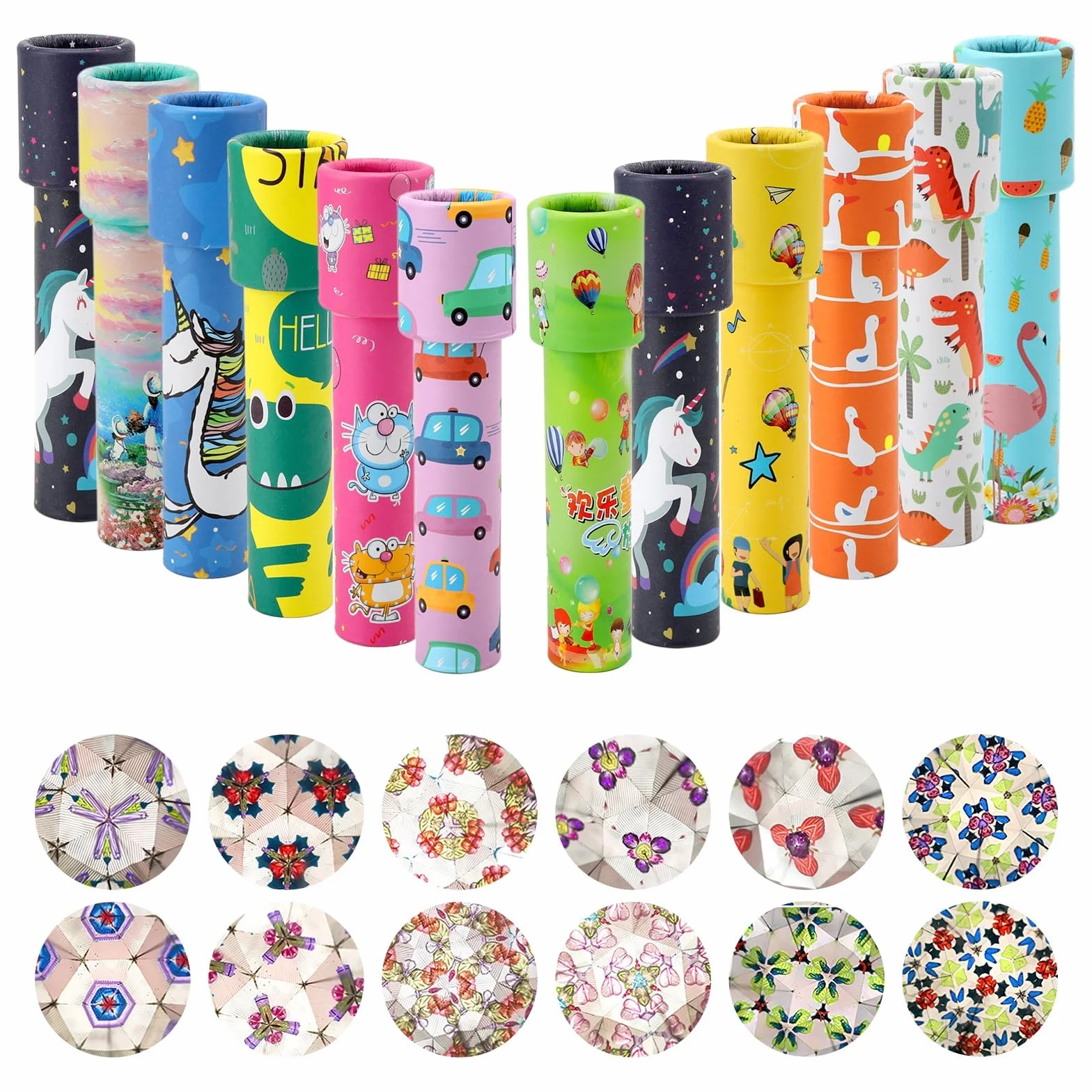 HENGBIRD Kalejdoskopów dla dzieci, klasyczny, vintage, retro zabawka edukacyjna dla chłopców i dziewczynek, na urodziny dziecka, Nowy Rok, Boże Narodzenie, 12 szt. (przypadkowe kolory)