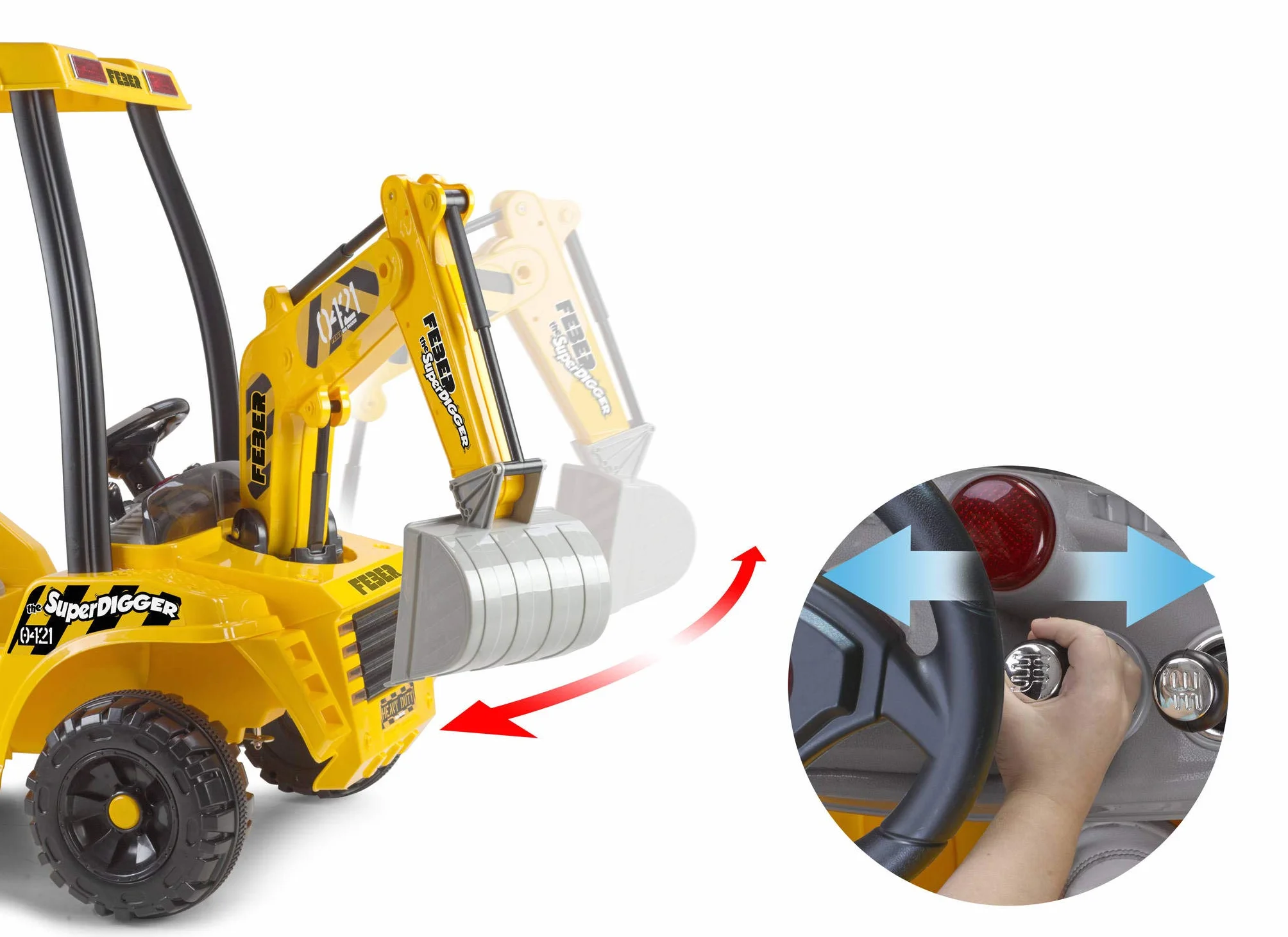 FEBER - Super Digger, koparka akumulatorowa dla dzieci w wieku od 3 lat, 12V (Famosa 800012320)