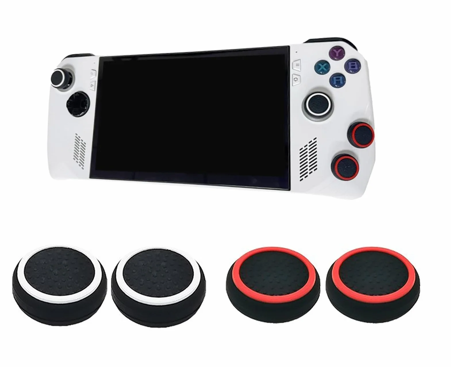 GIOPUEY Uchwyty joysticka kompatybilne z ASUS ROG Ally/Ally X, 4-pak silikonowych nakładek ochronnych, miękkie, antypoślizgowe, czerwone i czarne