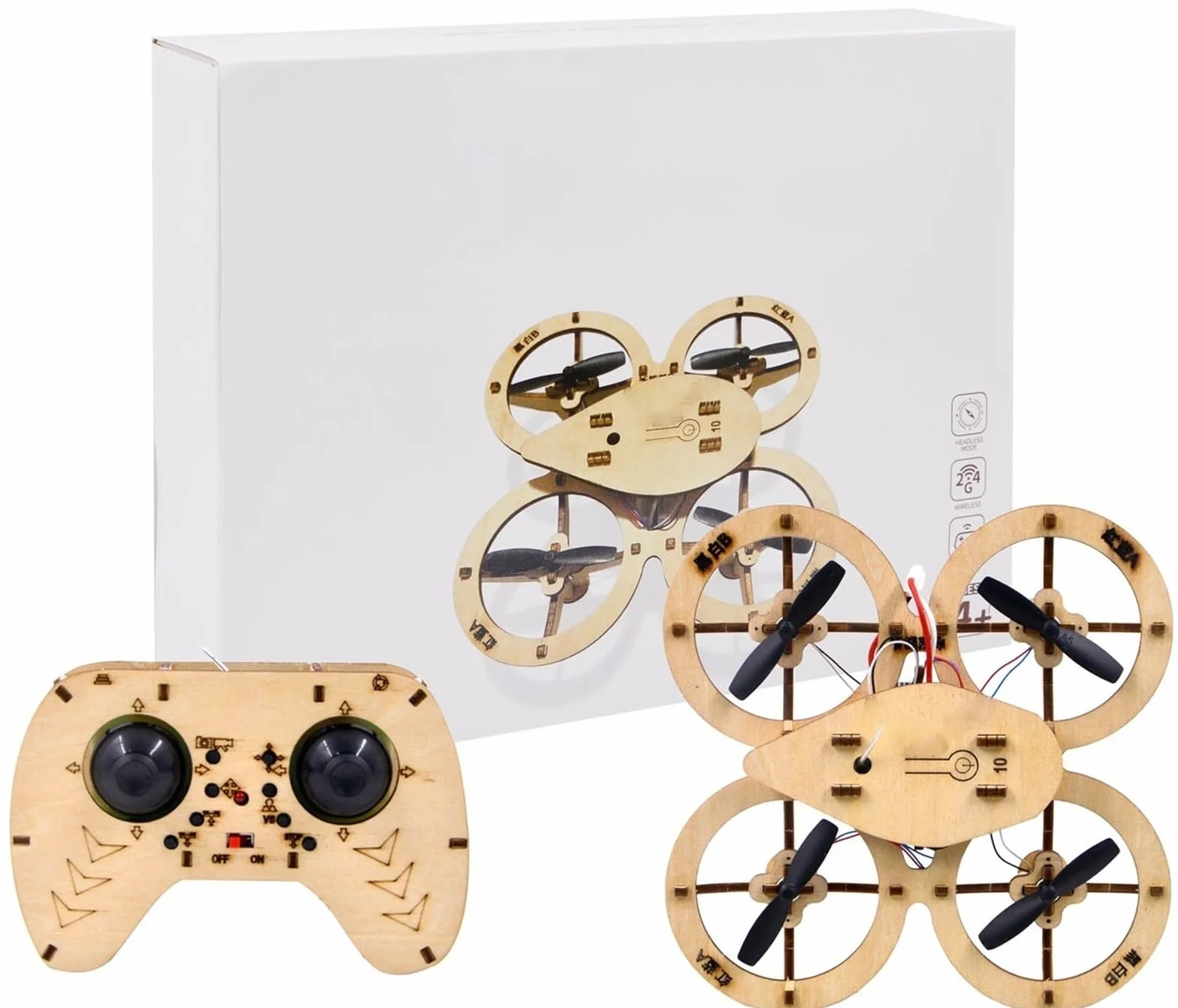 DIY Drewniane Klocki Latające, DIY Drewniany Zestaw Modeli Do Składania Drona Zdalnie Sterowany Samolot Treningowy Drewniany Montaż Quadcopter Mini Model Drona