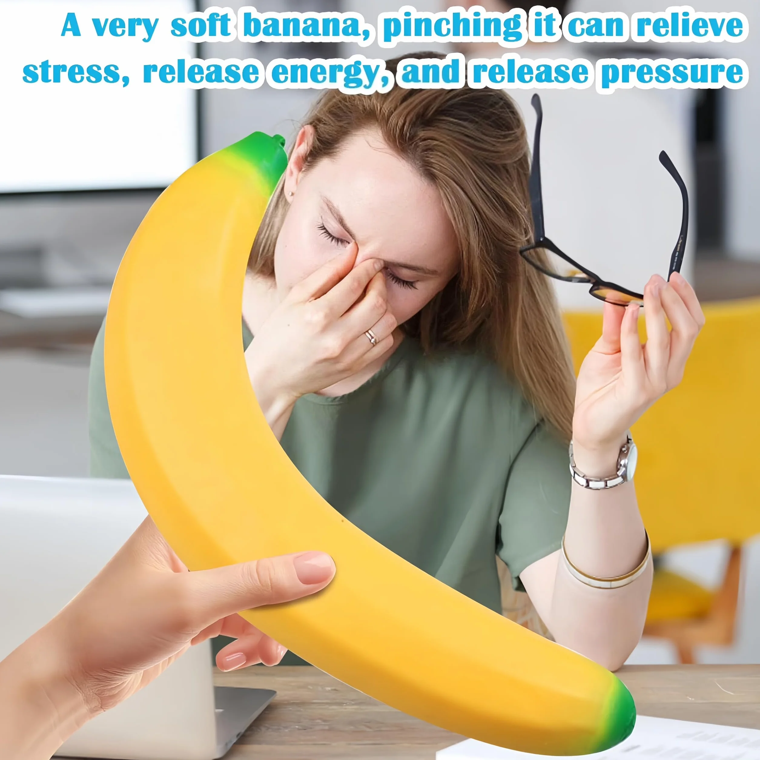 Kojący bananowy wyciszenie, elastyczna zabawka Fidget, 40 x 6 cm bananowa Squish z miękką teksturą, termoplastyczna gumowa zabawka, realistyczne stylowe zabawki sensoryczne, sensoryczny fidget