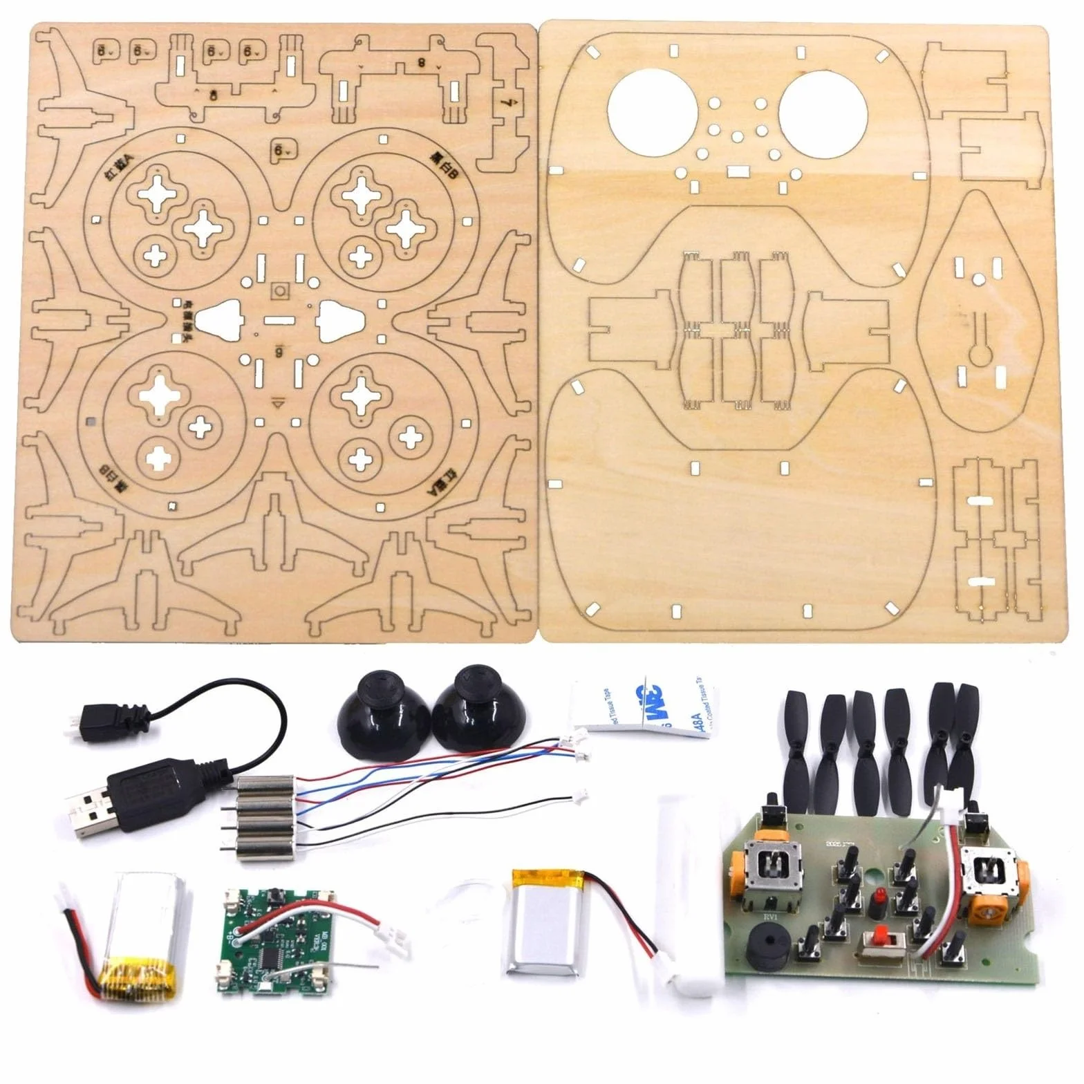 DIY Drewniane Klocki Latające, DIY Drewniany Zestaw Modeli Do Składania Drona Zdalnie Sterowany Samolot Treningowy Drewniany Montaż Quadcopter Mini Model Drona