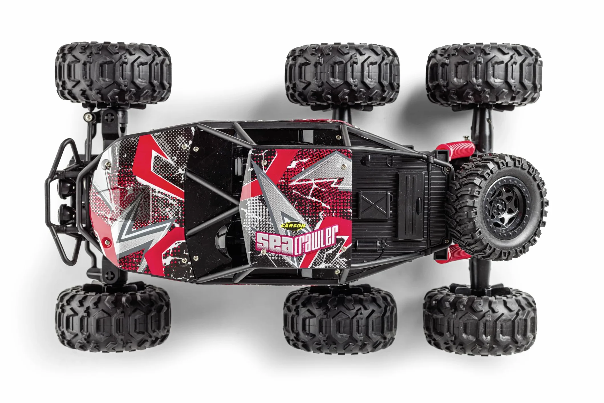 Carson 500404287 1:10 Sea Crawler 6 x 6 100% czerwony RTR – samochód RC jako pojazd amfibii, 100% RTR, do lądu i wody, wytrzymały i wodoodporny, z pilotem zdalnego sterowania 2,4 G