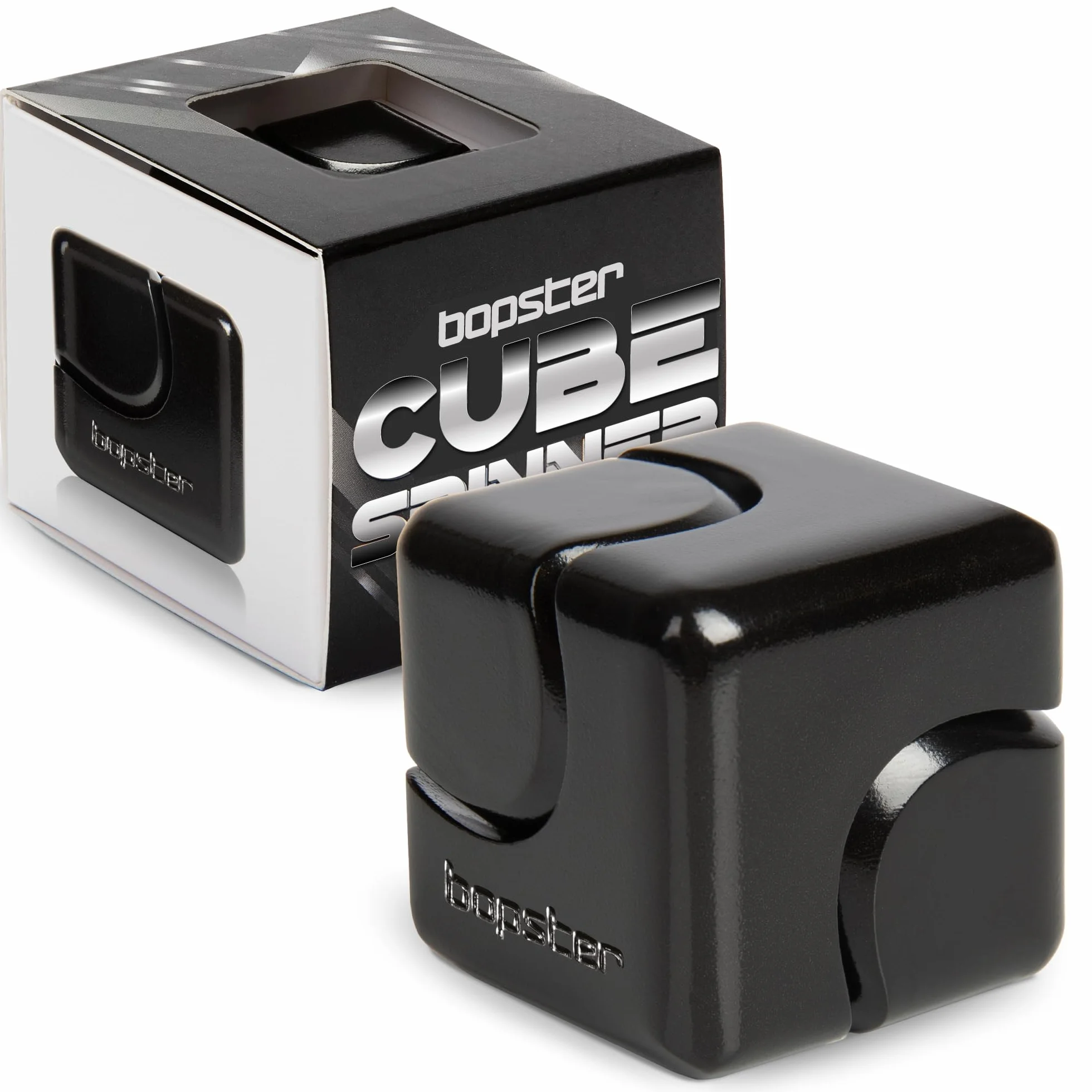 bopster Fidget Cube Spinner | Anodyzowany metalowy ręczny spinner, zabawka sensoryczna i łagodząca stres, dla dzieci i dorosłych, ADHD, ADD, autyzm, czarna