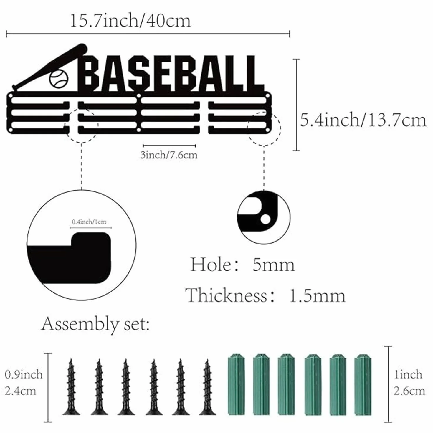 Medal Display Hanger, Medal Holder Wall Mount,Heavy Duty, Non-Bent, Holds 22-33lbs, Medal Display Rack for Marathon, Gymnastics, Soccer, Swim