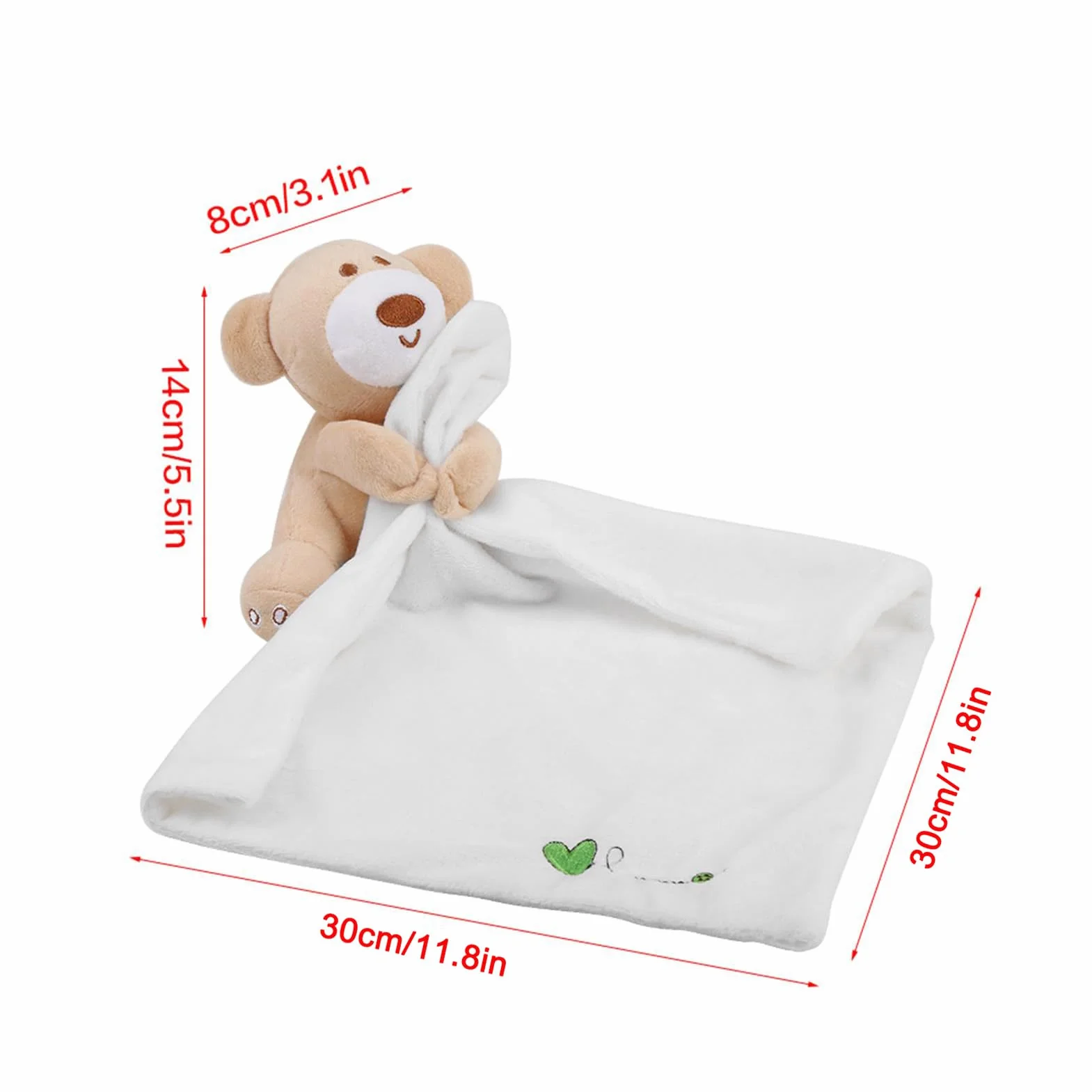 Lovely Bear Baby Infant Comfort Pluszowy Koc Ochronny Śliczne Miękkie Dzieci Zabawka Zwierzęca Dla Noworodka Urodzinowy (Biały)