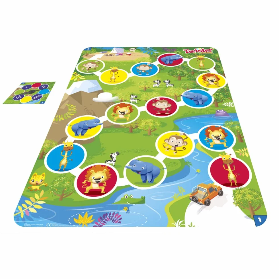 Junior Twister Game, odwracalna mata przygodowa w dżungli, 2 gry w 1, gra grupowa dla 2-4 graczy