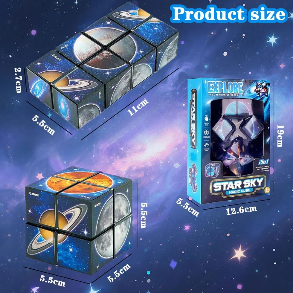 Star Sky Planet Cube 2 w 1 zestaw puzzli 3D, kostka nieskończoności, transformowalna kostka, dekompresja puzzle Cube, prezent dla dzieci, nastolatków, dorosłych