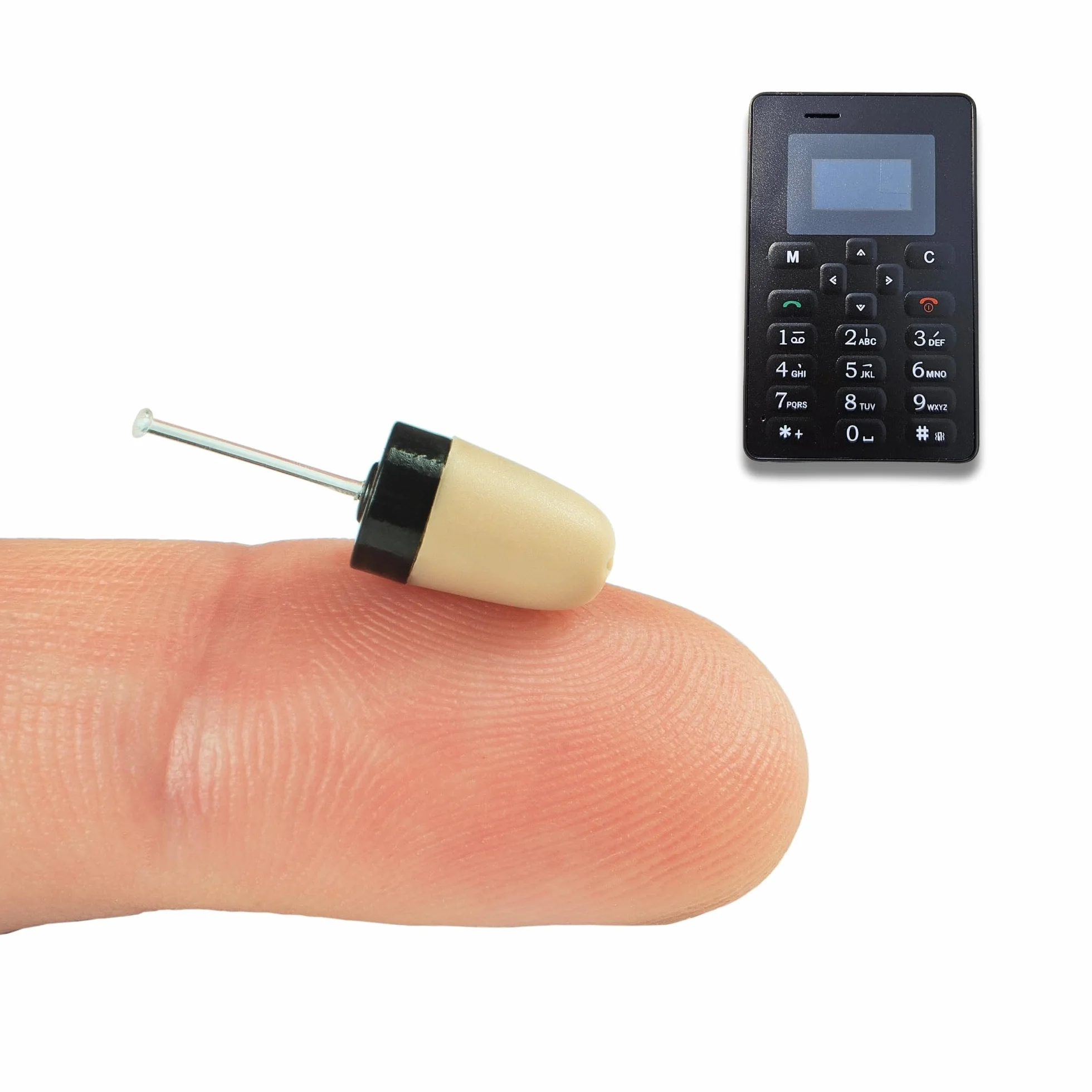 PingaOculto Słuchawka Szpiegowska GSM Egzamin Ukryte Mini Niewidoczne dla Karty NanoSIM z Mikrofonem - Słuchawki Szpiegowskie Bezprzewodowy Douszna (Słuchawka Szpiegowska Vip Pro SuperMini Karta GSM)